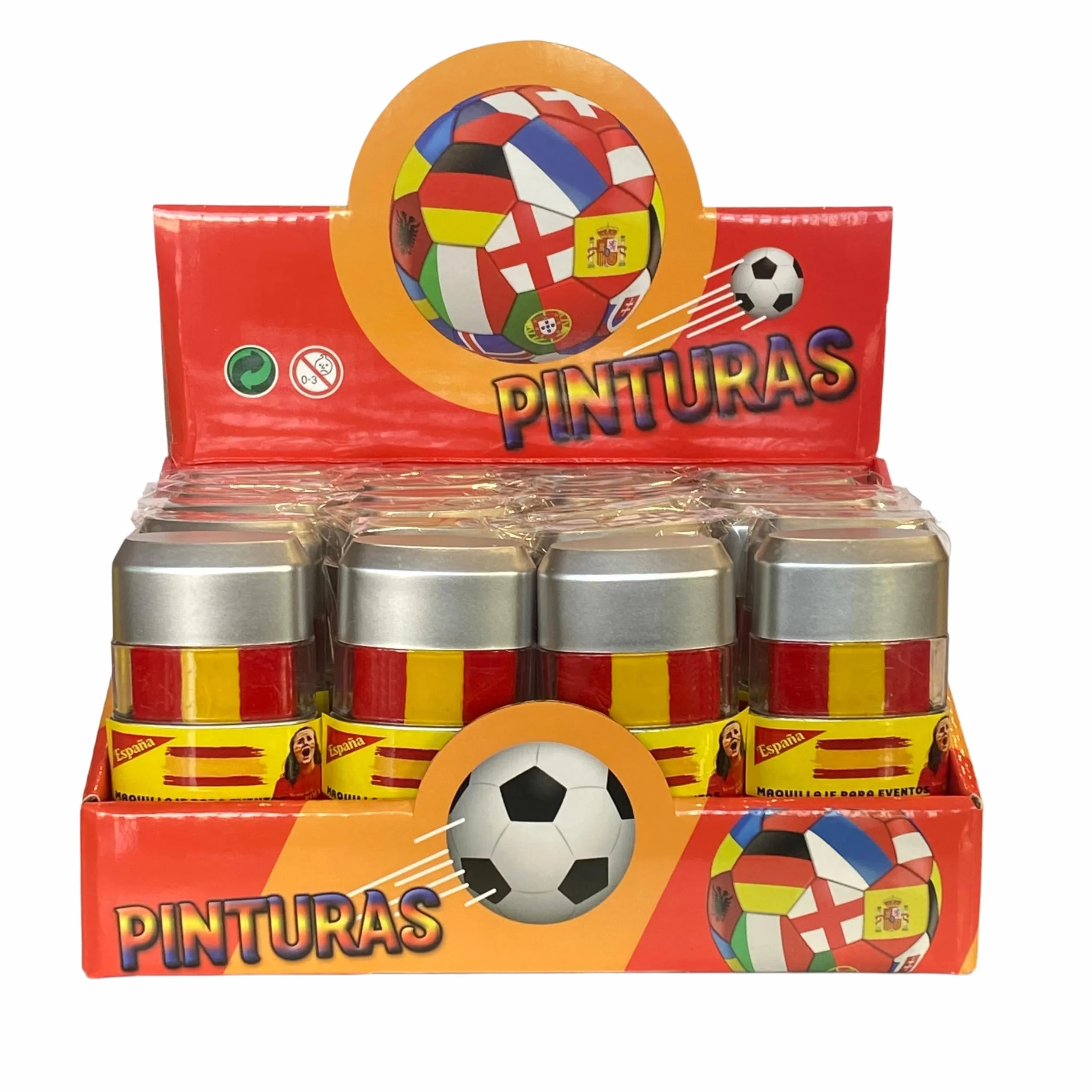 Pintacaras Bandera España Kit de Pintura Facial Rojo Amarillo 7,3 x 3,8 x 1,8 cm para Eventos Deportivos