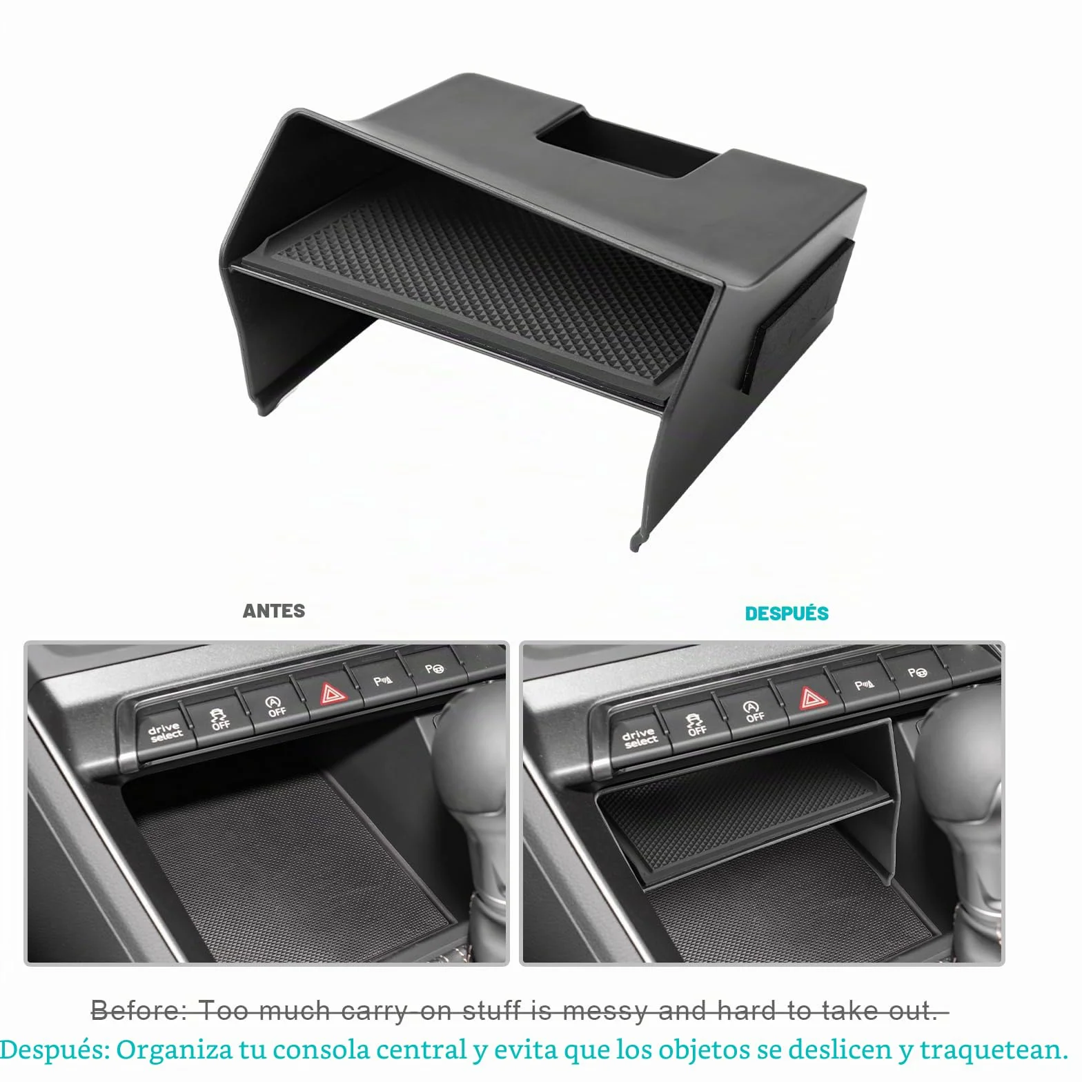 CDEFG Compatible con Audi Q3 F3 2019-2022 2023 2024 2025 consola central organizador caja de almacenamiento Q3 F3 guantera inferior la consola central Q3 F3 mk2 Sportback 2025 Accesorios