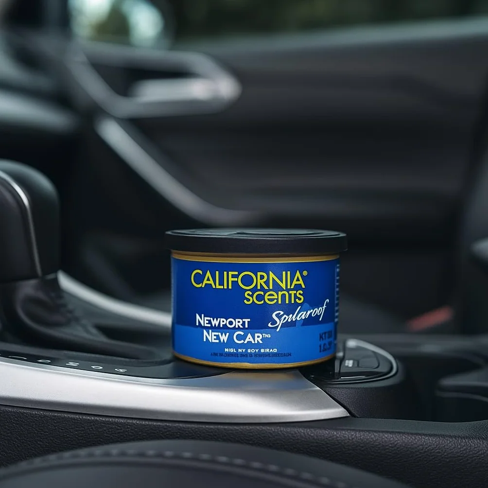 AutoFullCar – California Scents Ambientador de Coche Aroma “Coche Nuevo” – Fragancia Duradera (hasta 30 Días) – Intensidad Regulable – Formato Lata 42 g – Aroma Fresco y Premium (2 UNIDADES)