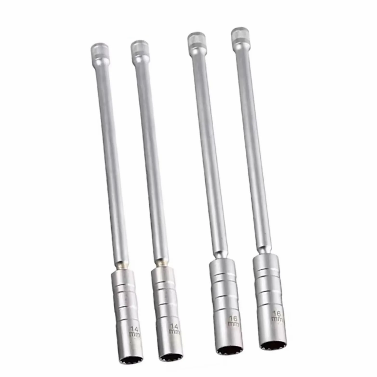 Vehículos Magnéticos Largos para Llave Enchufe Bujía Herramienta Extracción De Enchufe Encendido Pared Delgada Giratoria 14mm 16mm 4Uds Bujía Giratoria Flexible