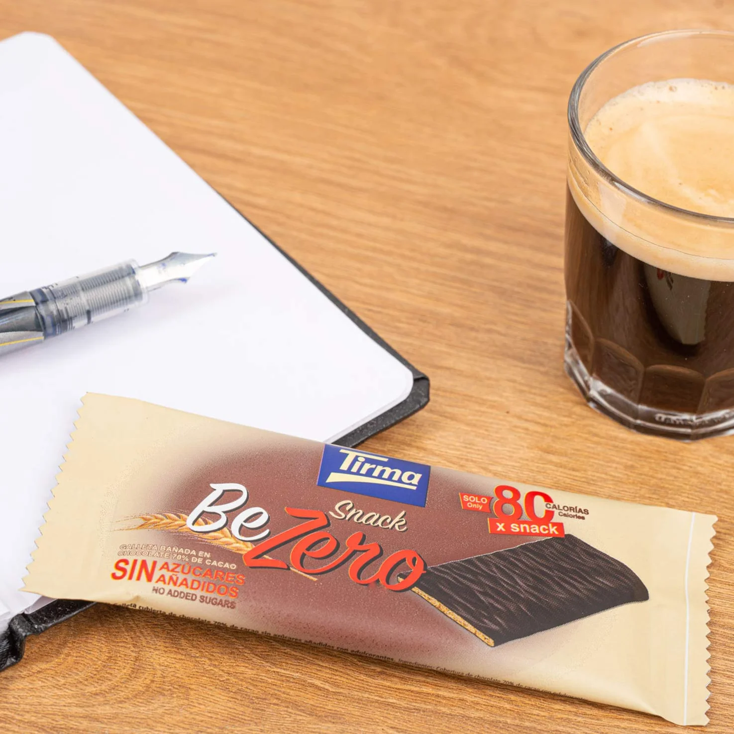 Tirma Snack Be-Zero Galletas Crujientes Cubiertas de Chocolate 70% Cacao Sin Azúcares Añadidos 80 kcal Pack 6 Unidades