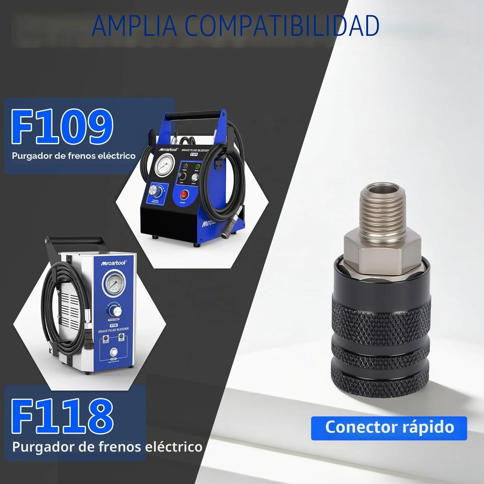 MRCARTOOL Juego de 17 Adaptadores para Purga de Frenos de Coche con 16 Purgadores de Frenos y 1 Acoplamiento Rápido, Juego de Herramientas de Purga de Cilindro de Freno Principal