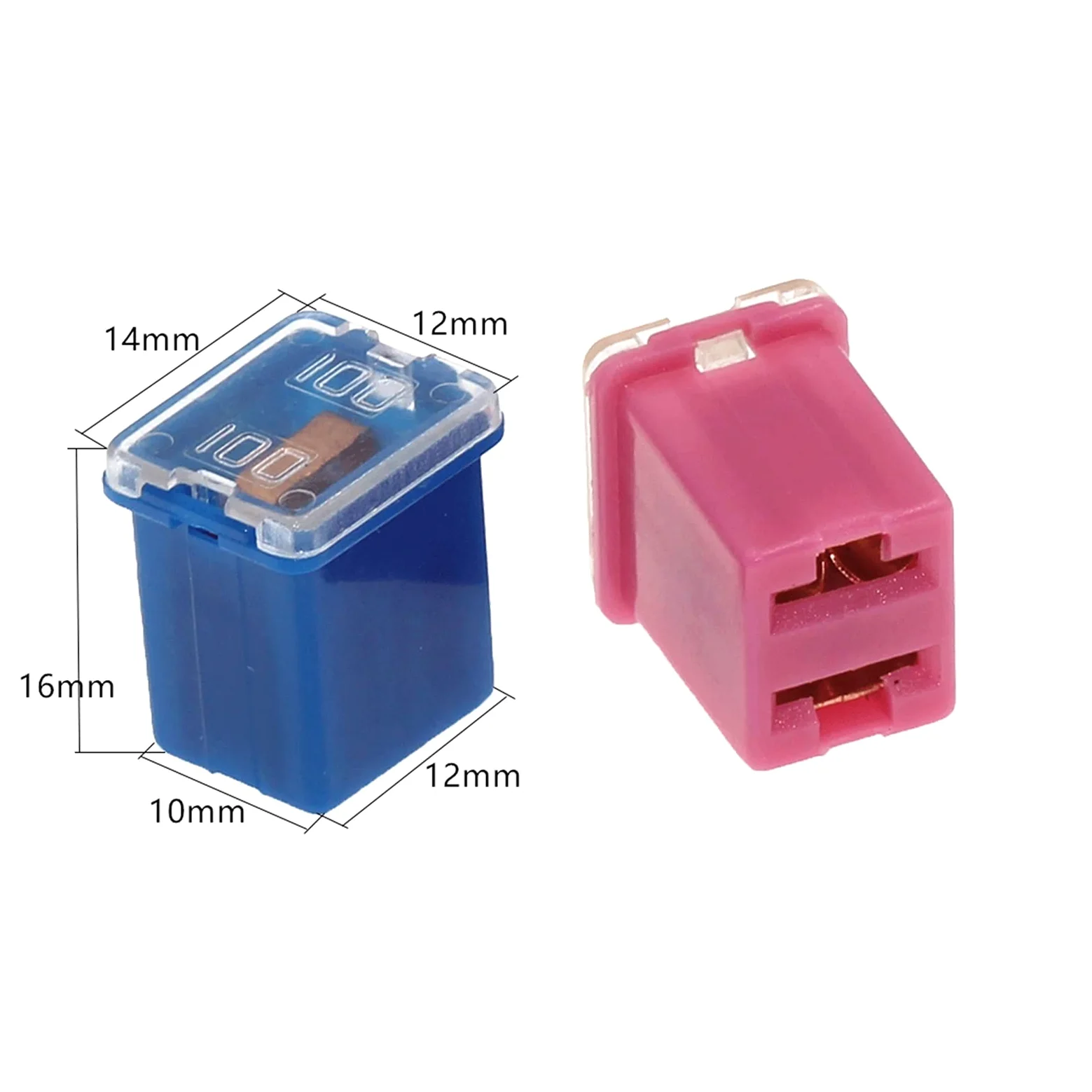 Fusible 100 Uds. Mini fusible cuadrado 20A 30A 40A 50A 60A conjunto de fusibles de coche automotriz con caja de plástico surtido de fusibles automáticos (Size : 120A)