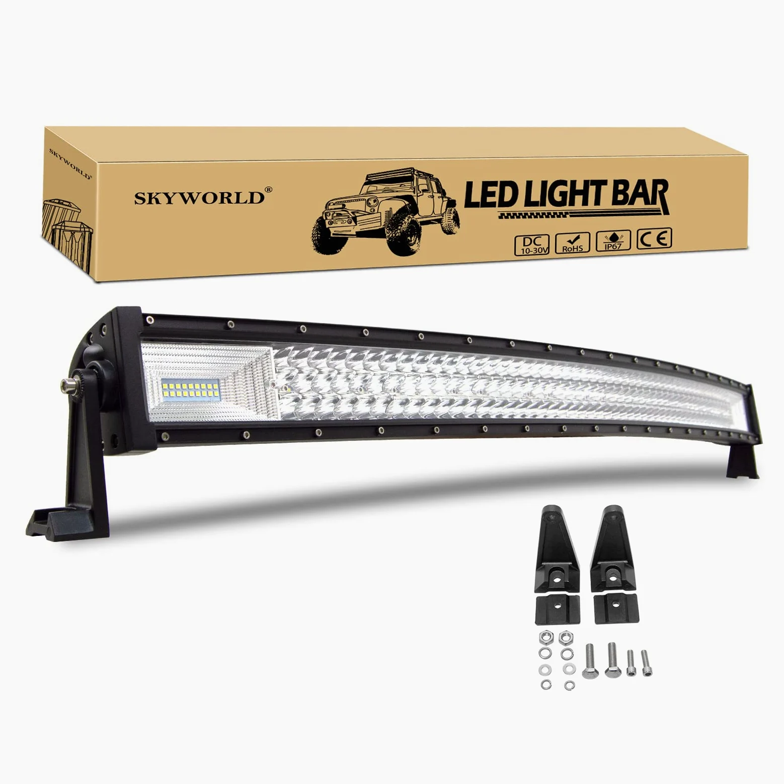 SKYWORLD Barras de luz LED curvadas, 42 pulgadas 106.7 cm 540W Combinación de inundación de punto de triple riga Viga Luz de niebla de conducción todoterreno para camión todoterreno 4WD ATV 4x4 Pickup