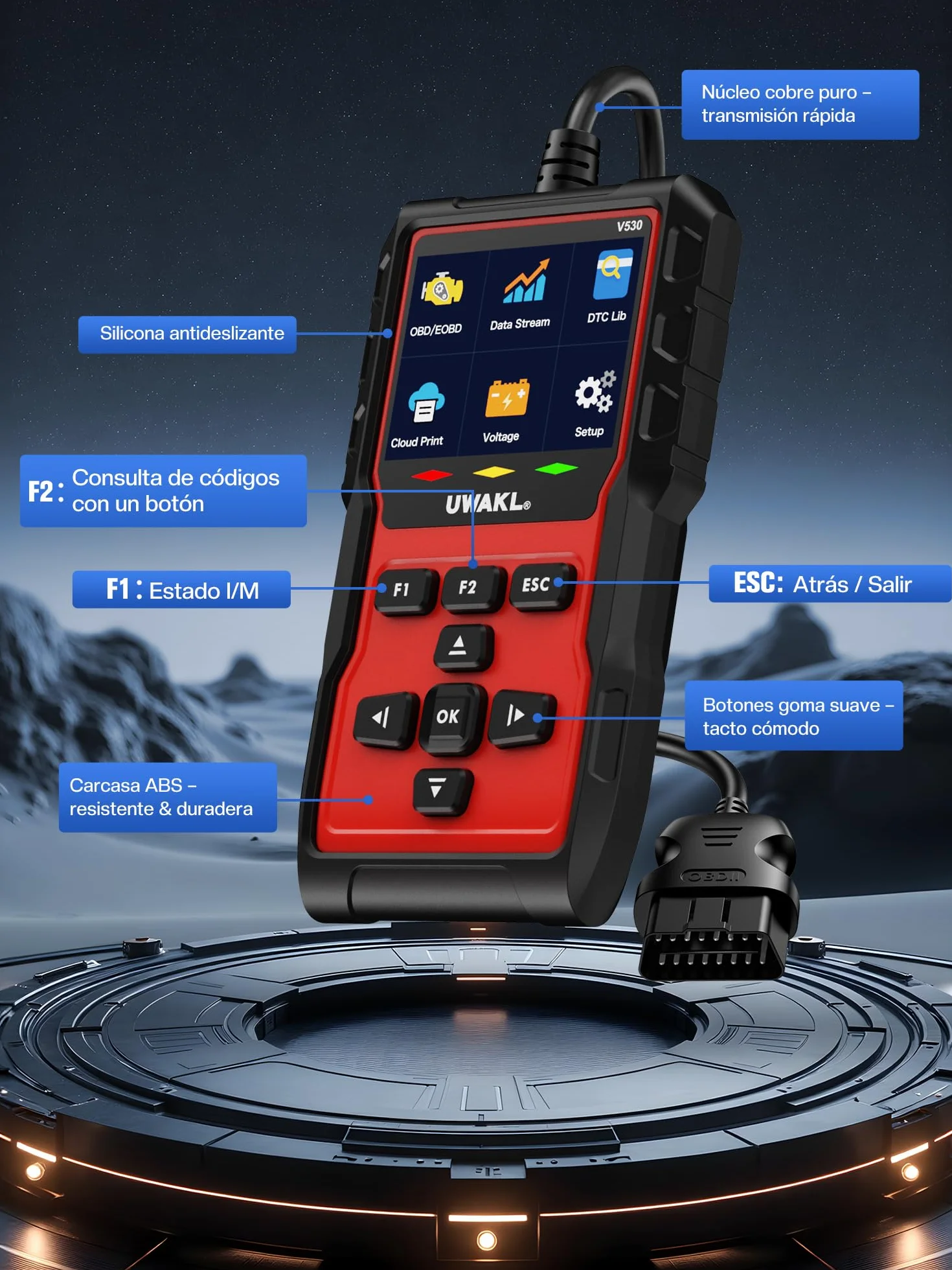 OBD2 Diagnosis Coche Scanner OBD: EOBD maquina Diagnóstico Coche en Español - Scanner OBD2 Multimarca Vehículos con Prueba de Batería - Lector Códigos Fallos Motor Autos Completas OBDII Funciones