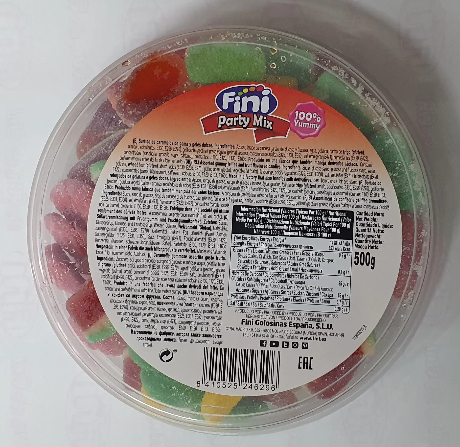 Fini Party Mix Gominolas Surtido Sin Gluten Tarro 450 gr
