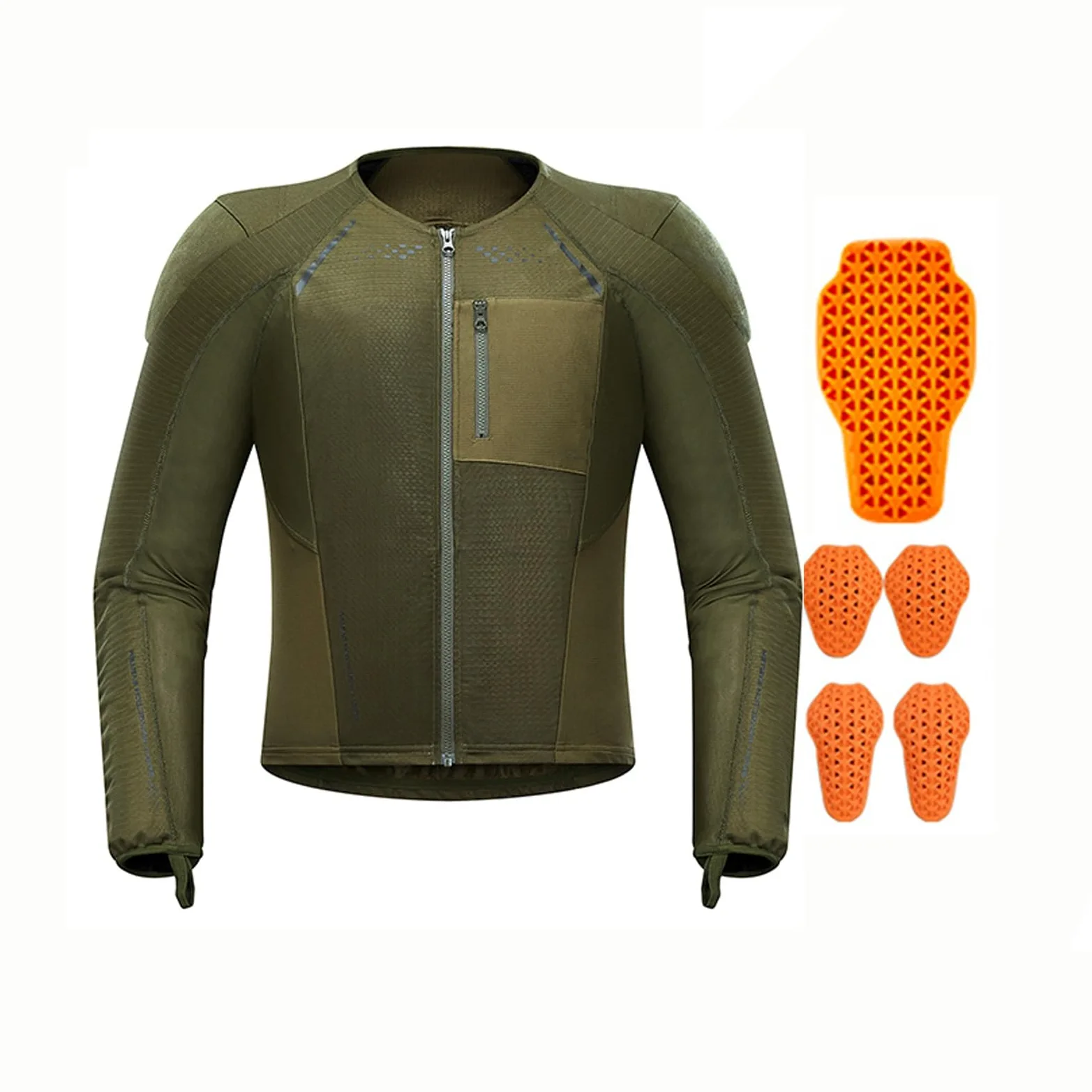 Chaqueta De Moto De Malla Equipo De Protección Extraíble/con Cinta Reflectante Chaqueta De Equitación De Alta Visibilidad Con Protección for Hombre(Green,XXL)