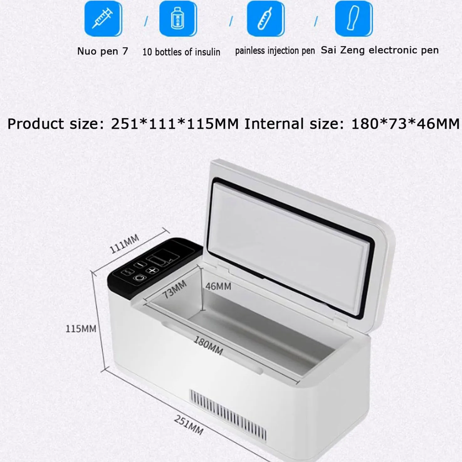 Refrigerador de insulina – Caja de almacenamiento médico portátil para transporte seguro de medicamentos, mantiene 2-8 ℃ para viajes y uso doméstico