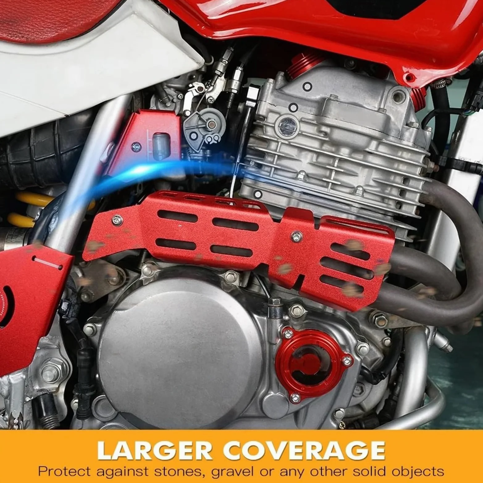 Protector de Escape Protector de Tubo de Escape de Aluminio para Motocicleta, Protector térmico, Compatible con Honda XR650L (1993-2024) Deflectores de Calor para Escape(Red)