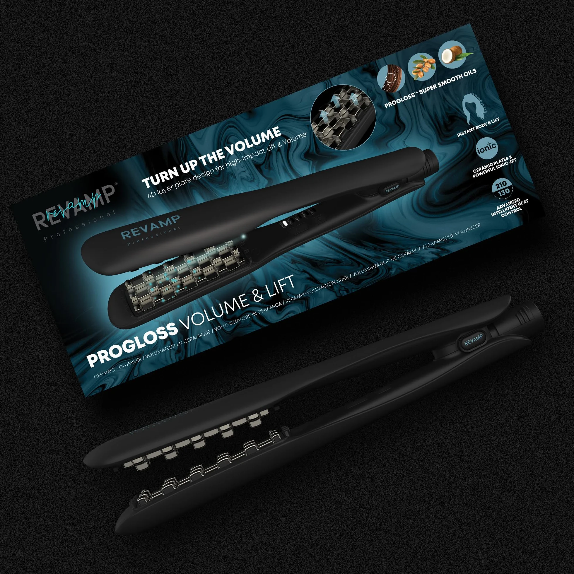 Revamp Progloss Voluminizador Cerámico 4D Moldeador de Cabello con Placas