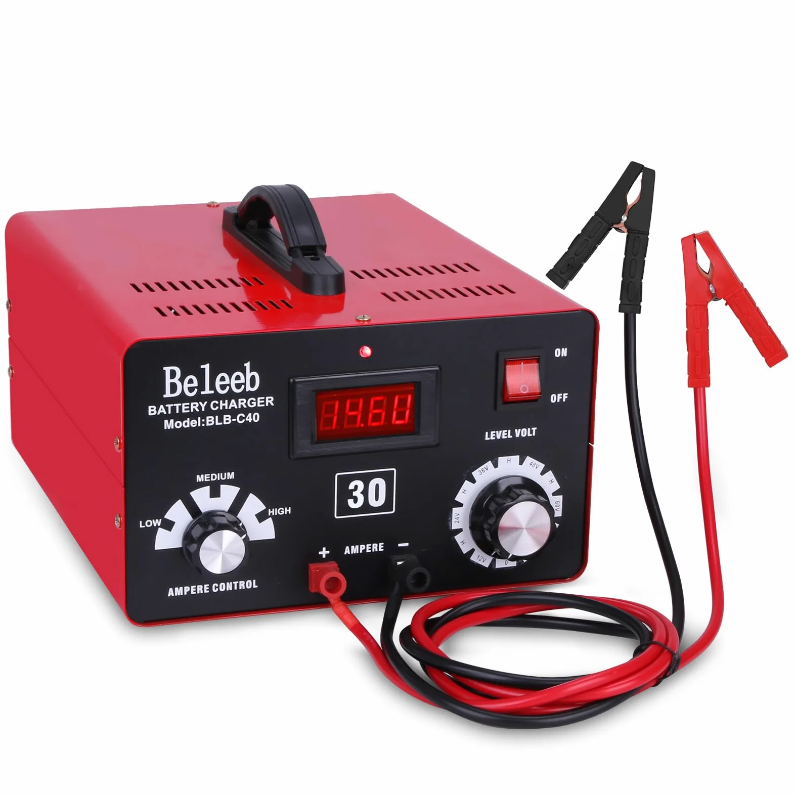 Beleeb Series C30 Cargador de batería 12V 24V 36V 48V 60V 72V, Pulsos de Alto Voltaje Mantenedor de desulfatador de batería para baterías de Iones de Litio de Plomo-ácido
