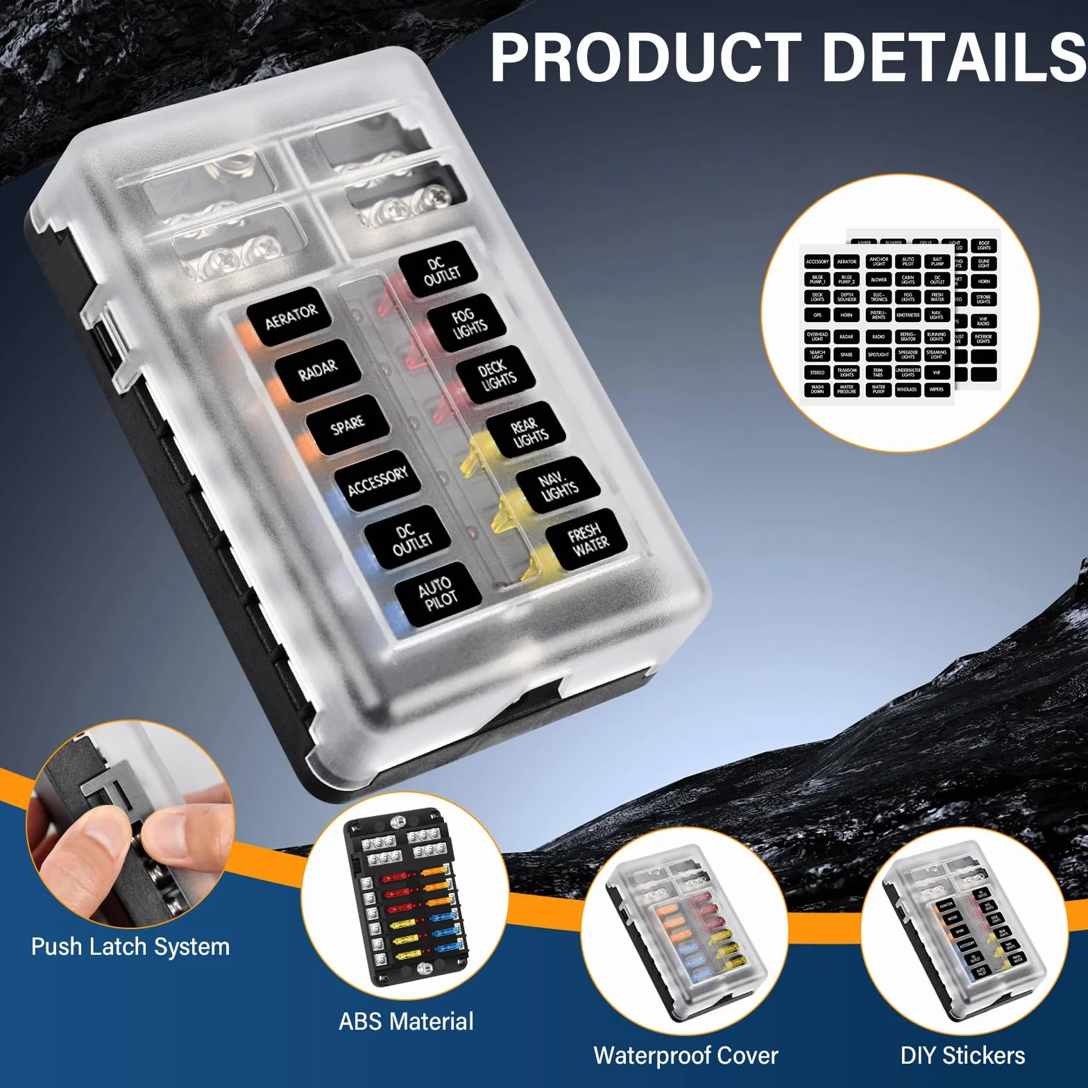Caja Portafusibles 12 Vías 12V con Lámpara LED para Coche Marino Van SUV