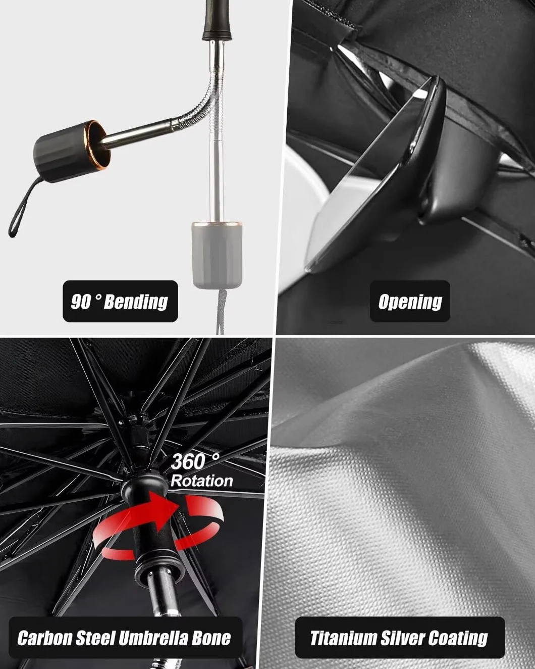 Parasol Parabrisas Coche Delantero Plegable 360° Rotatoria