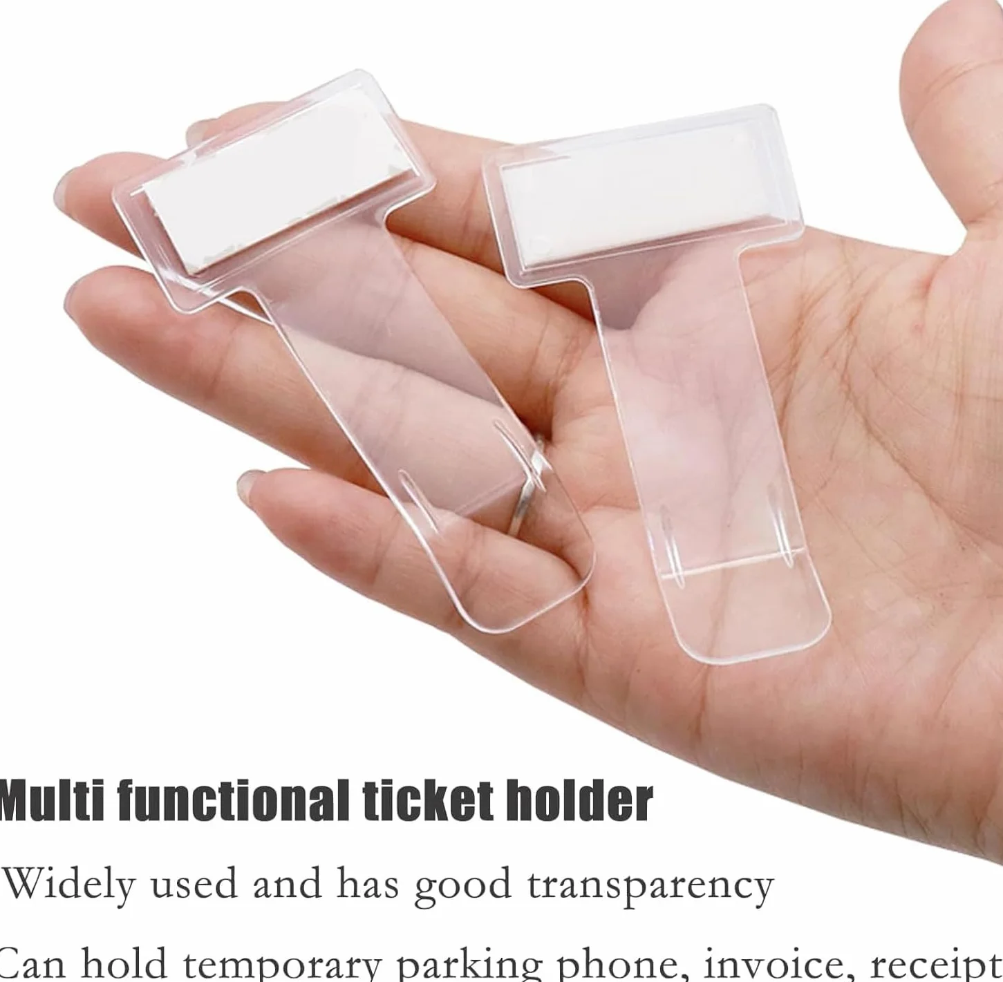 10 clips transparentes para soporte de coche, autoadhesivo, para permiso de estacionamiento y soporte de boletos para parabrisas de coche, furgoneta, clip de plástico para parabrisas
