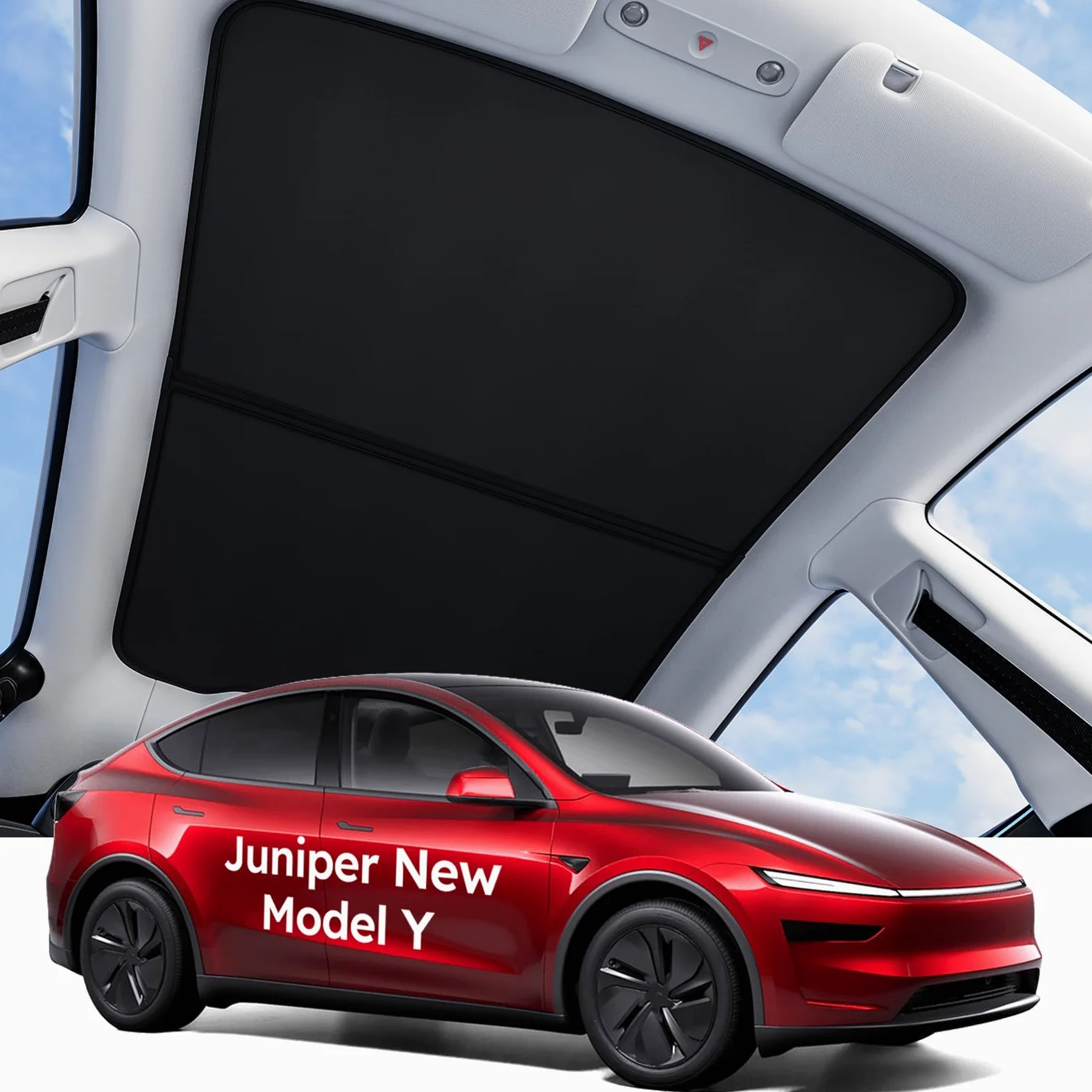 Wigoo Tesla Nuevo Modelo Y Accesorios de Enebro Parasol para el Techo [Nunca Se Caiga, Recubrimientos de Nano Hielo Cristal] Protección Térmica para Techo de Vidrio, Accesorios para el Nuevo Modelo Y