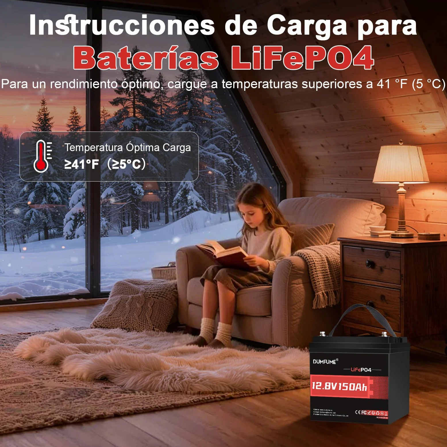 Bateria de Litio LiFePO4 12V 150Ah (1,92 kWh) para Caravana, | Protección 100A BMS, 15000 Ciclos Bateria LiFePO4 12V para Sistemas Placas Solares, Acampar, Emergencia Corte de Luz