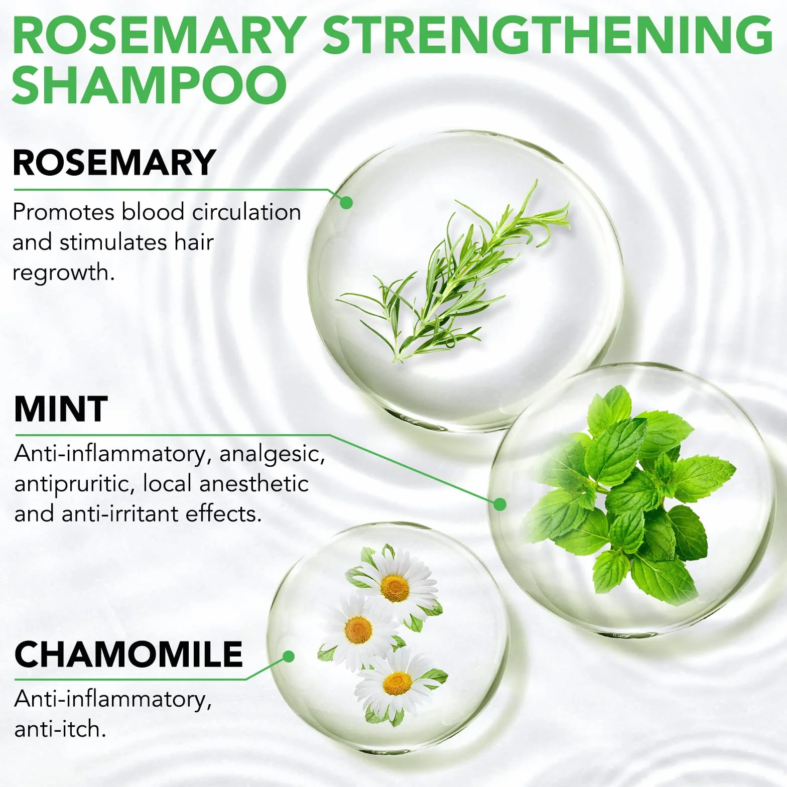 Champú de romero y menta para pérdida de cabello con biotina