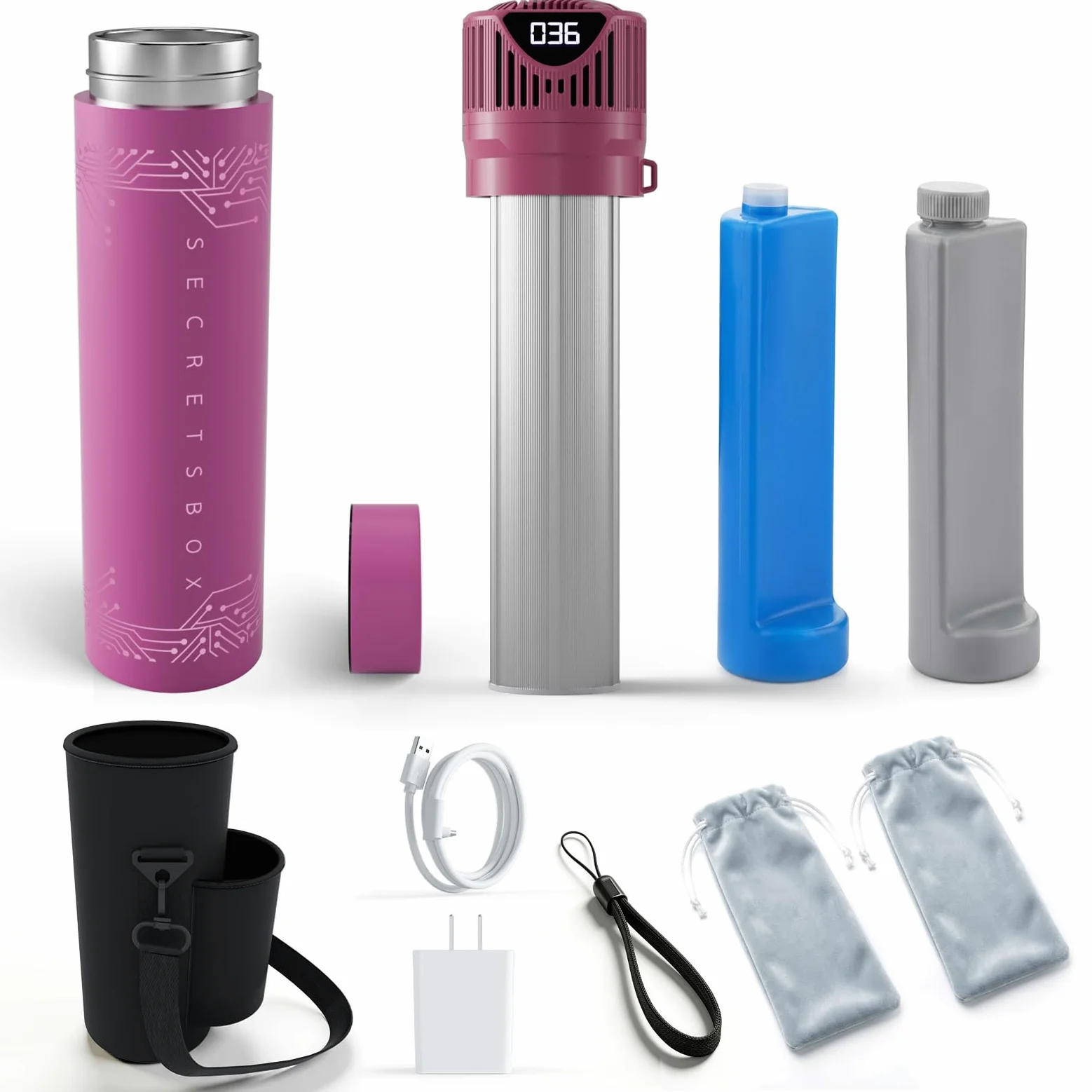 USB Nevera Insulina de Viaje 2-8 °C, 4 pluma Enfriador Portátil de Viaje para Medicamentos con bolsa de gel, mini refrigerador de insulina bolsas, magenta