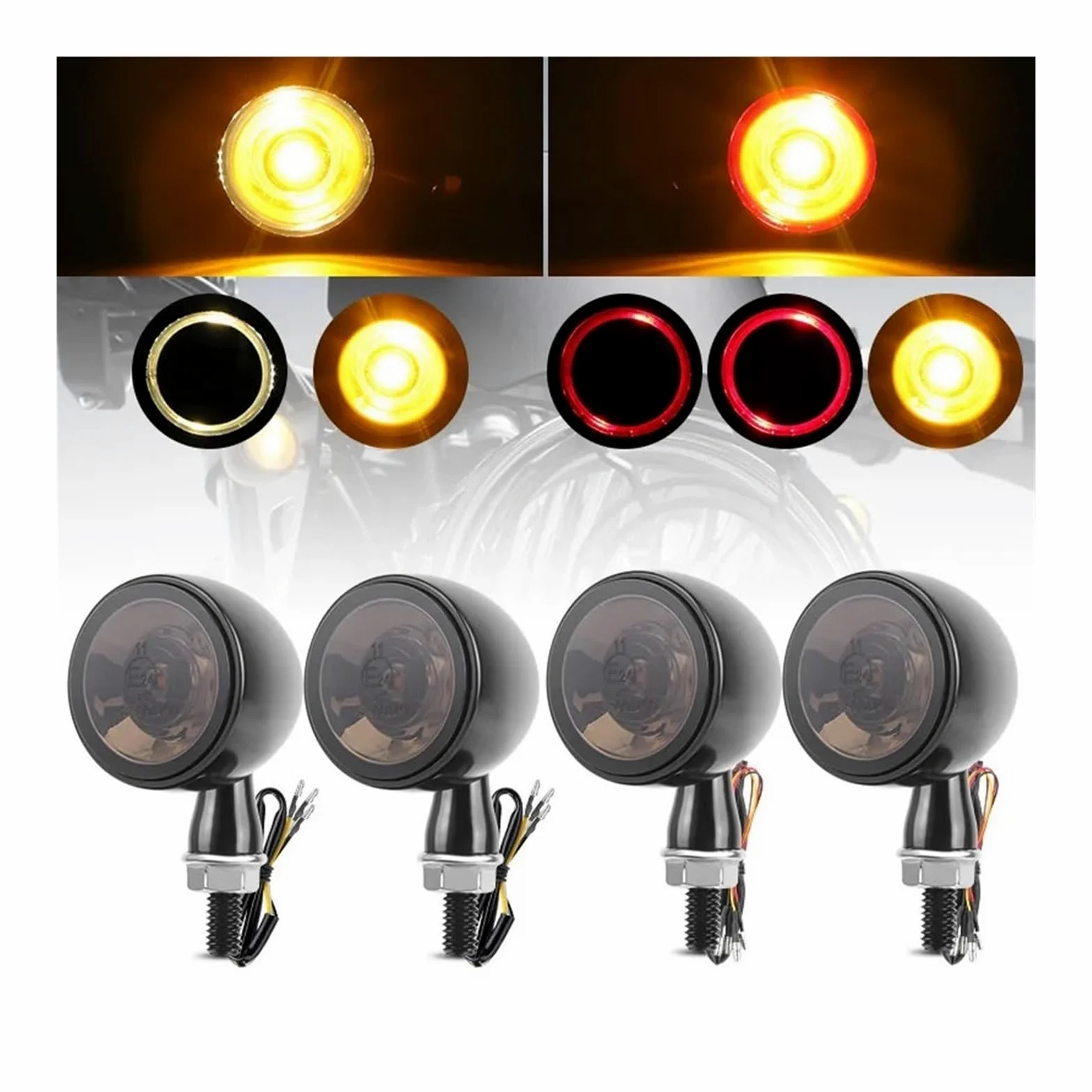 Intermitentes para Motocicleta, luz de señalización de Motocicleta LED, indicador Luminoso Blanco y Rojo, Luces de Freno y posición traseras, Intermitentes para Motocicleta de 8 mm.