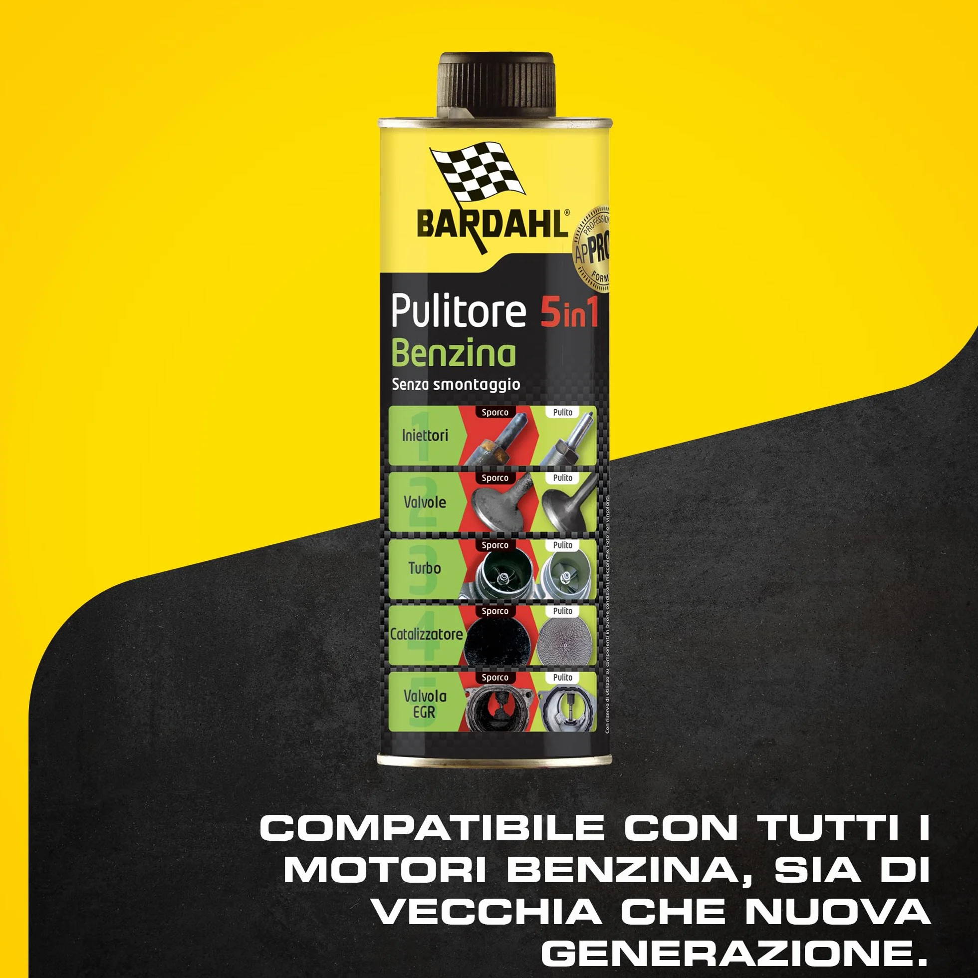 Bardahl - Limpiador 5 en 1 de gasolina | Aditivo multifuncional para la limpieza completa de motores de gasolina, aumenta la potencia y el rendimiento, 500 ml