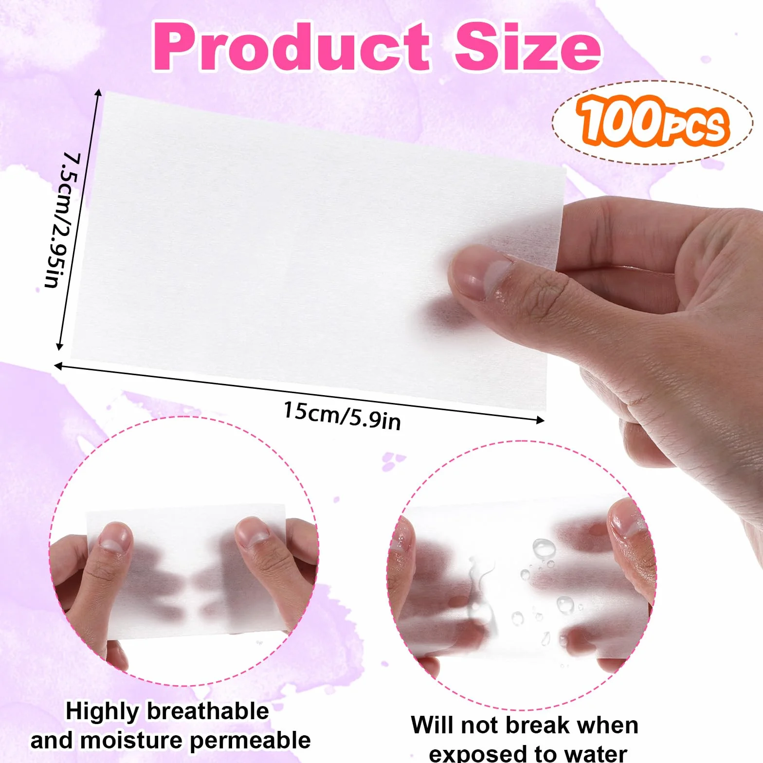 Papel permanente para cabello ultrafino transpirable 15 x 7,5 cm para salón