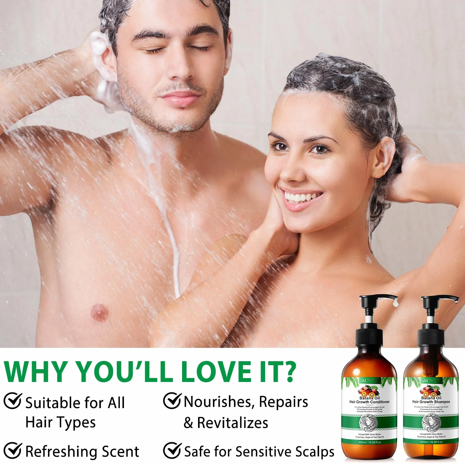 Batana Oil Shampoo und Conditioner Set, Clarificante Haarwachstumskur für dünendes Haar