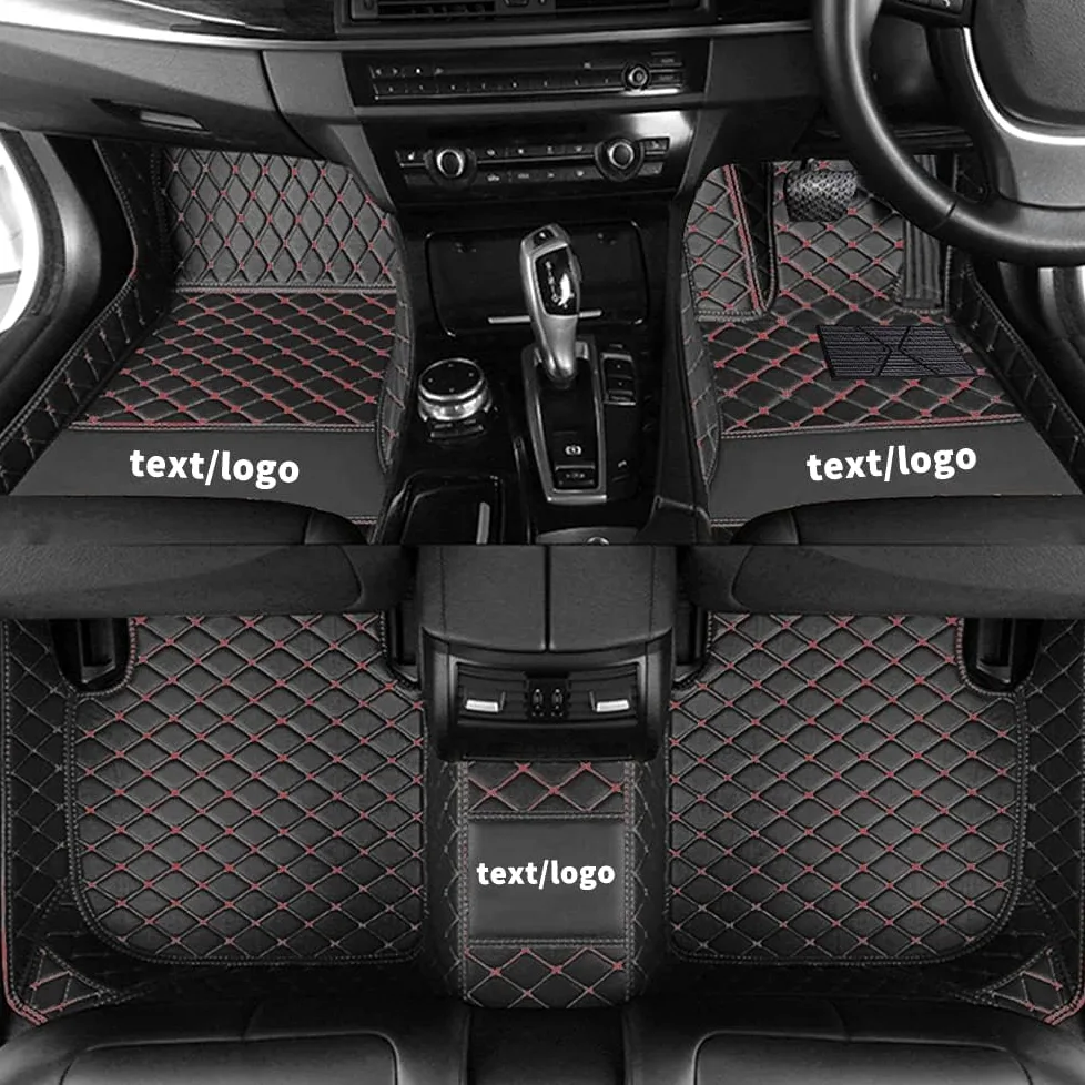Cobear Alfombrillas de Coche a Medida para el 98% de los Modelos de Coche Alfombrillas Protectoras de imitación de Cuero Antideslizantes y aptas para Cualquier Clima Negro y Rojo