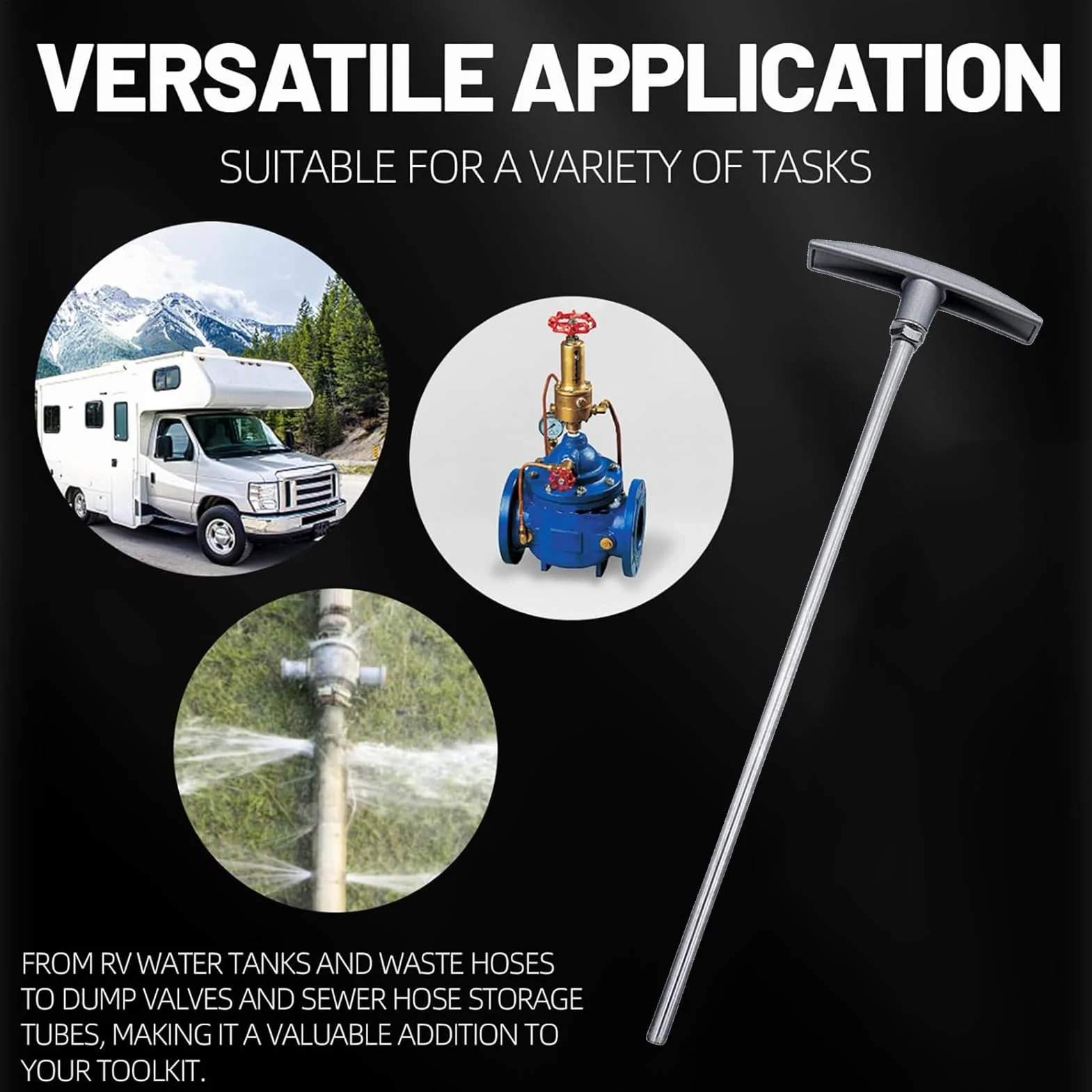 Varilla de extensión de válvula de alcantarillado para RV - Tubo de manija de tanque, varilla de reemplazo de válvula de desechos de 9 pulgadas para RV | Tubo de extensión conveniente para el