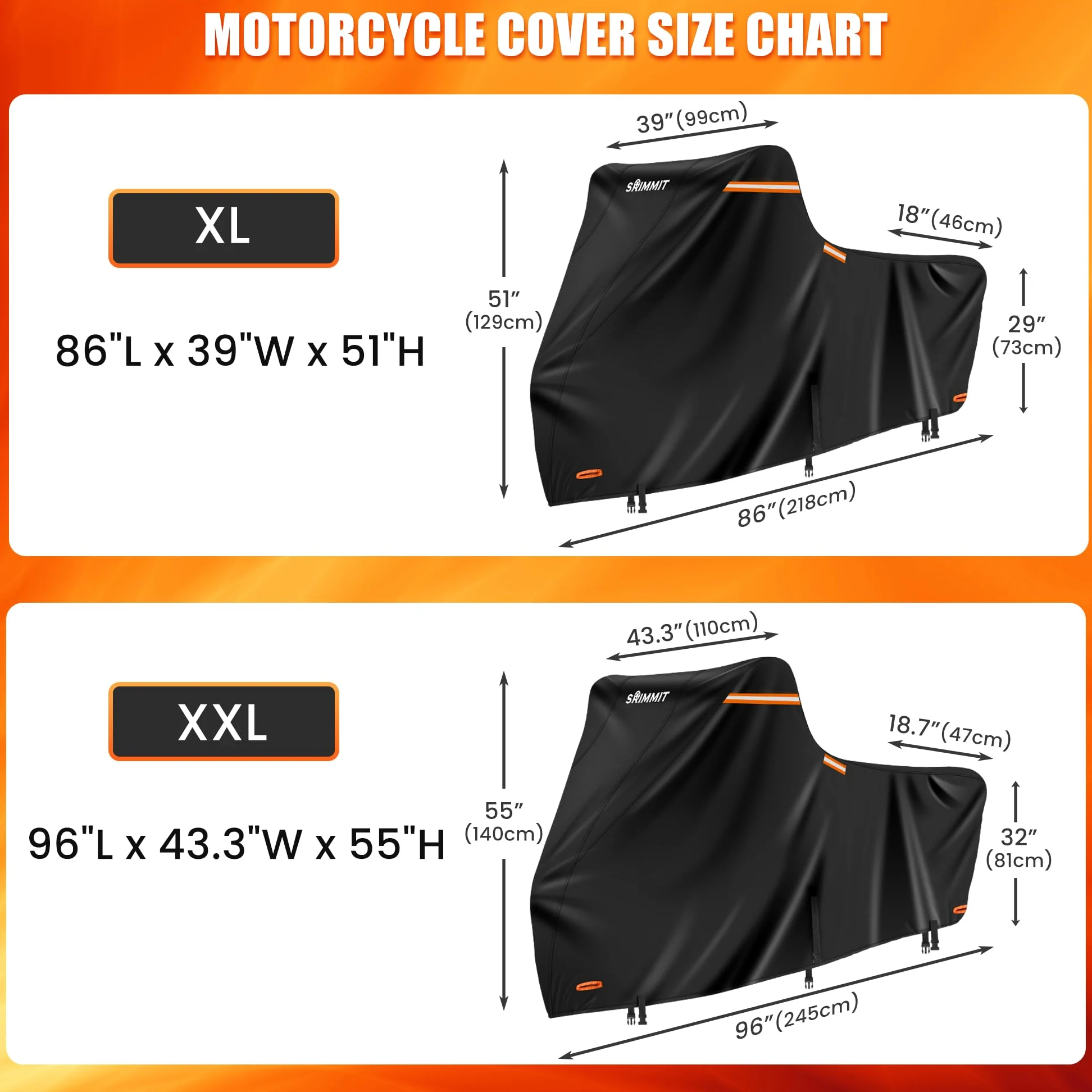 Funda para Motocicleta 420D Resistente para Modelos Touring, Impermeable, para Exteriores, Lluvia, Rayos UV, Polvo (2XL)