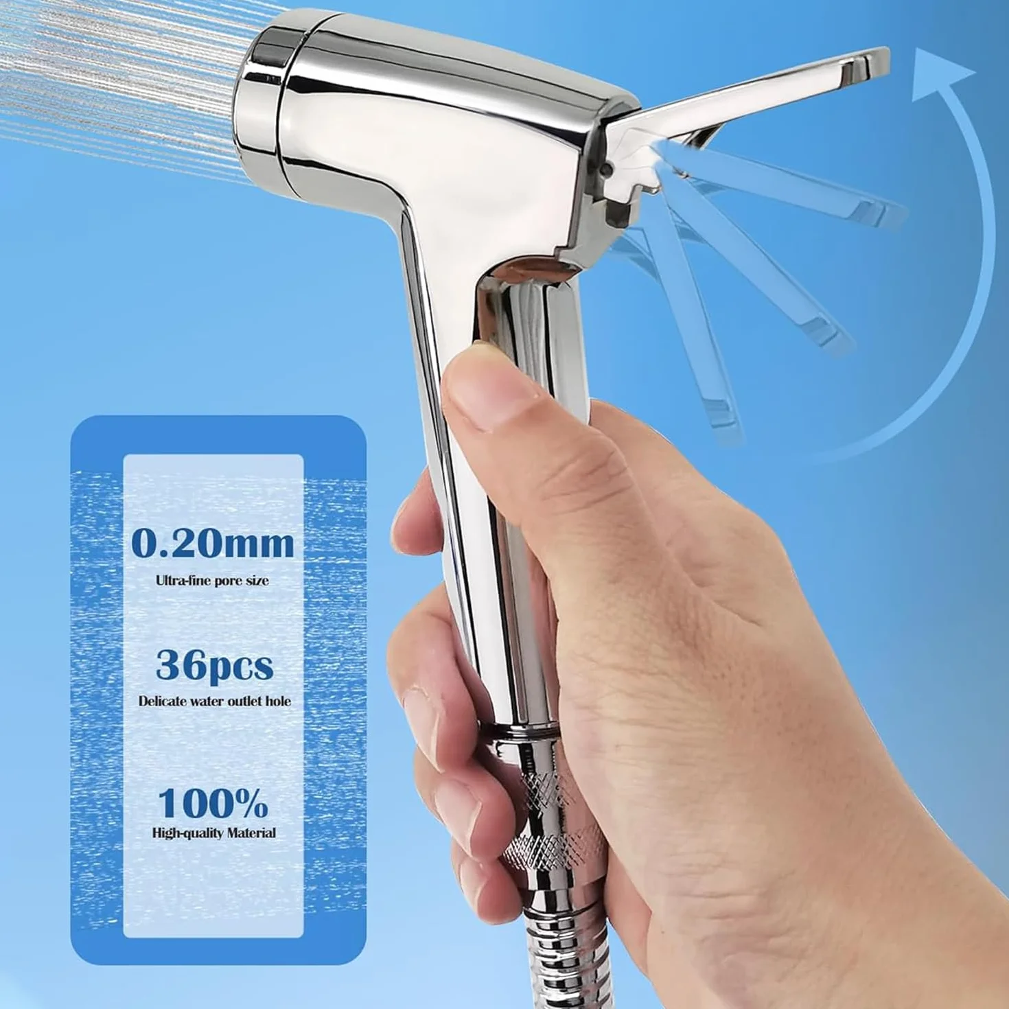 Ducha Camper, Extensible Ducha para Autocaravana, TOOSOAR Blanca Ducha para Camping con Manguera Metálica de 1.5 M, Exterior Botón Unico Ducha para Caravana