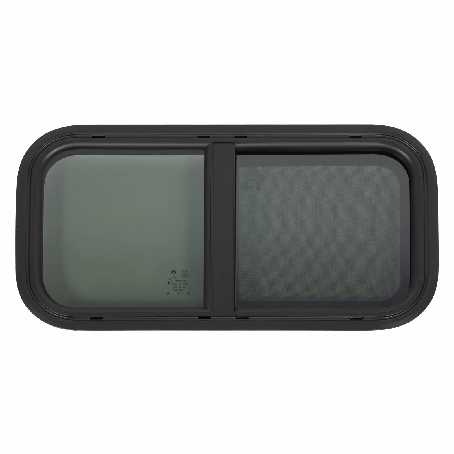 Ventana para caravana, 600*300mm Ventana exterior de presión, ventana lateral para autocaravana con estores y mosquitera integrados Ventana corredera tintada para caravanas, furgonetas y autocaravanas