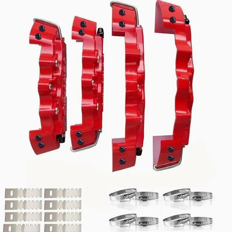 Retractor Pistones Para Bmw Para Mecerdes Pistones Freno | Fibra de carbono rojo 2*2 piezas de fijación mediante tornillos cubierta de pinza de freno de ABS(Red,2 pc M and 2 pc S)