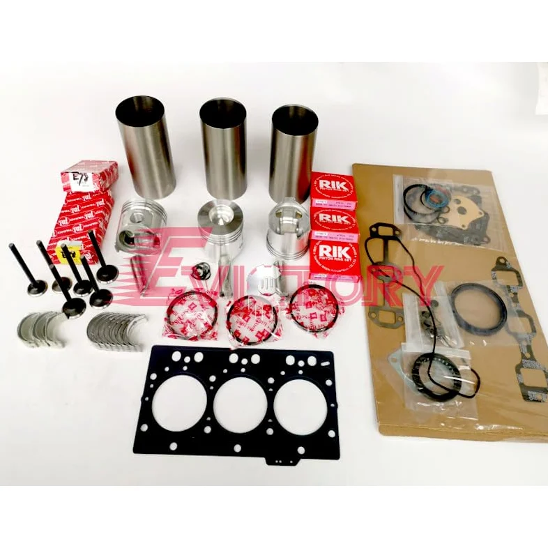 Kit de motor YANMAR 3TNA78, anillo de pistón, kit completo de juntas de cigüeñal, juego de rodamientos + guía de válvula + bomba de agua