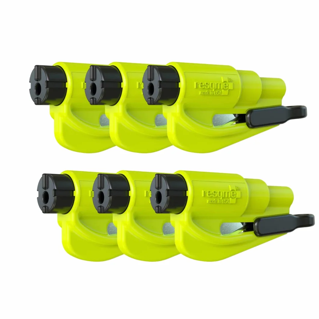 RESQMEl Llavero de Emergencia Original Herramienta de Escape de automóvil, Cortador de cinturón de Seguridad 2 en 1 y rompeventanas, Fabricado en EE. UU., Paquete de 6