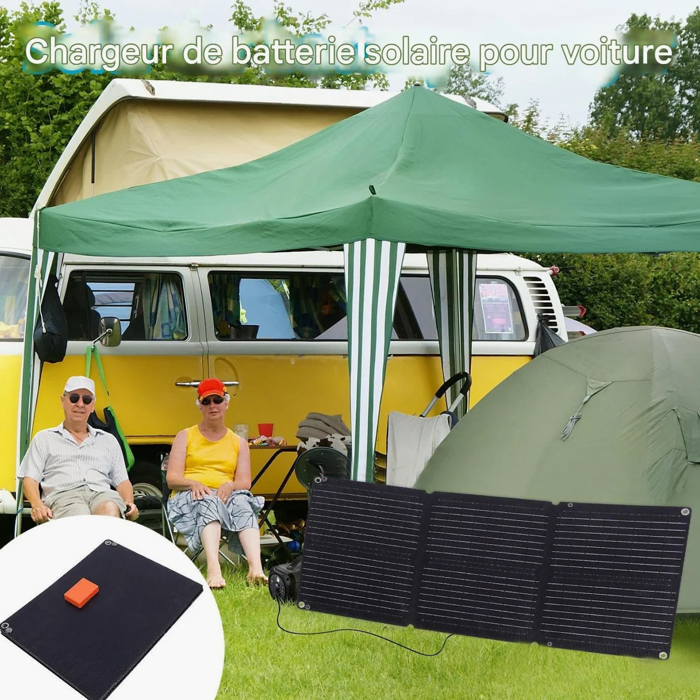 Cargador de Solar, batería de automóvil Cargador Solar Cargador de batería | 12-24V Automático, mantenedor flexible impermeable plegable para al aire libre, camiones, bot