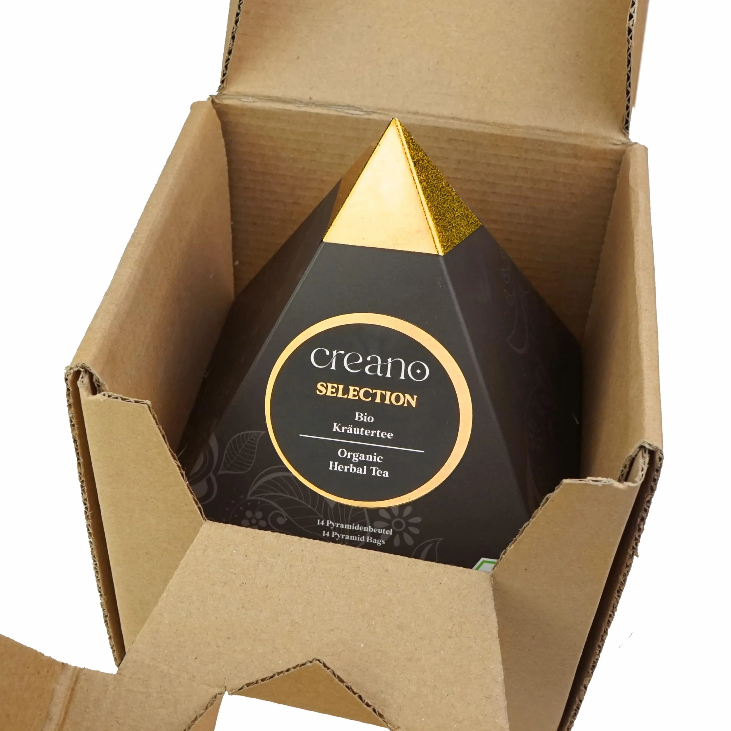 Creano Set de Regalo Té Bio Infusión Hierbas 24 Bolsitas Piramidales 9 Variedades Sin Cafeína