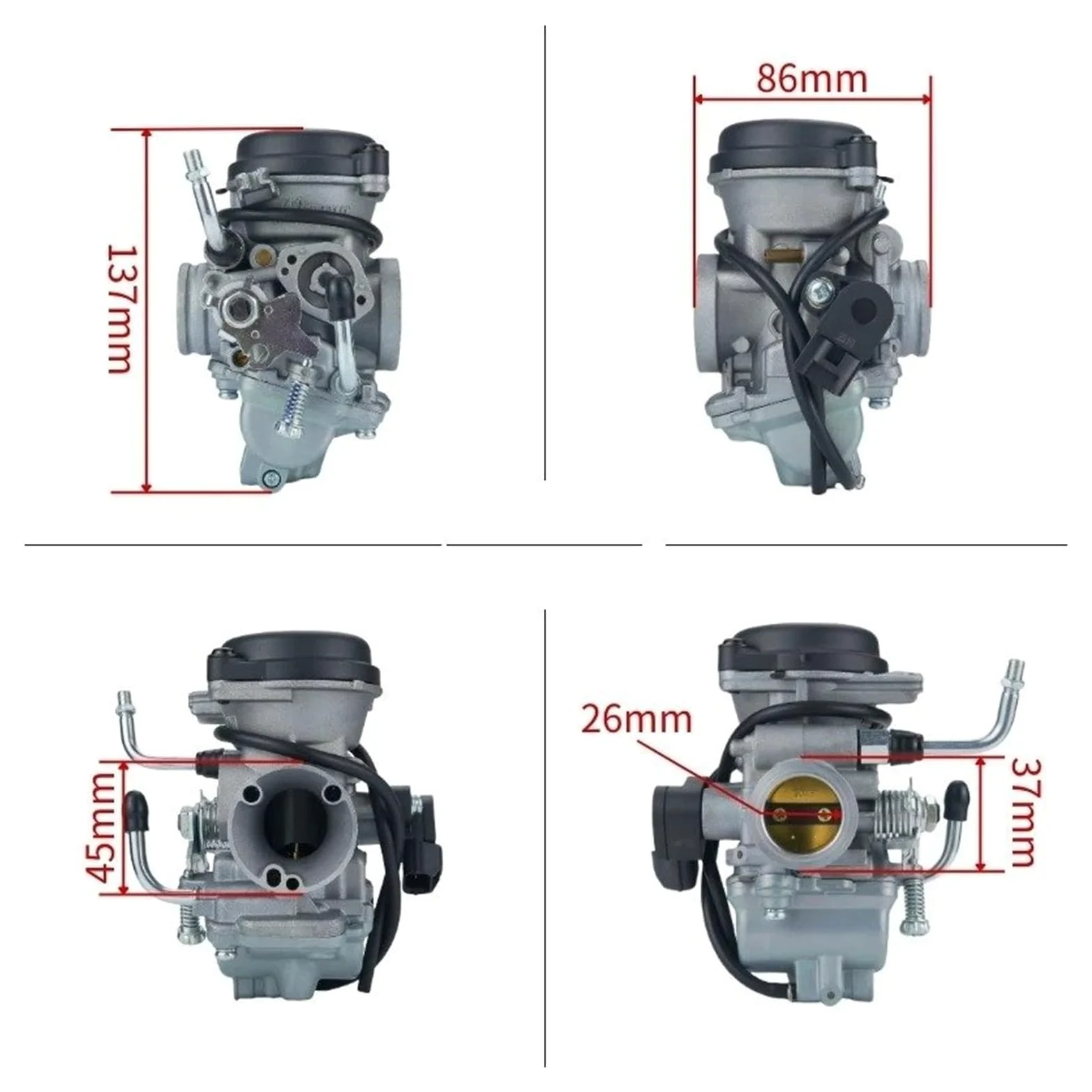 Motosierra Carburador Carburador Motocicleta 26mm Para Fz16 Para Byson 150 Para Fazer Para V1 Para Fzs Para Bajaj Para Televisores Vehículo Todoterreno 2 Tiempos(Single line)