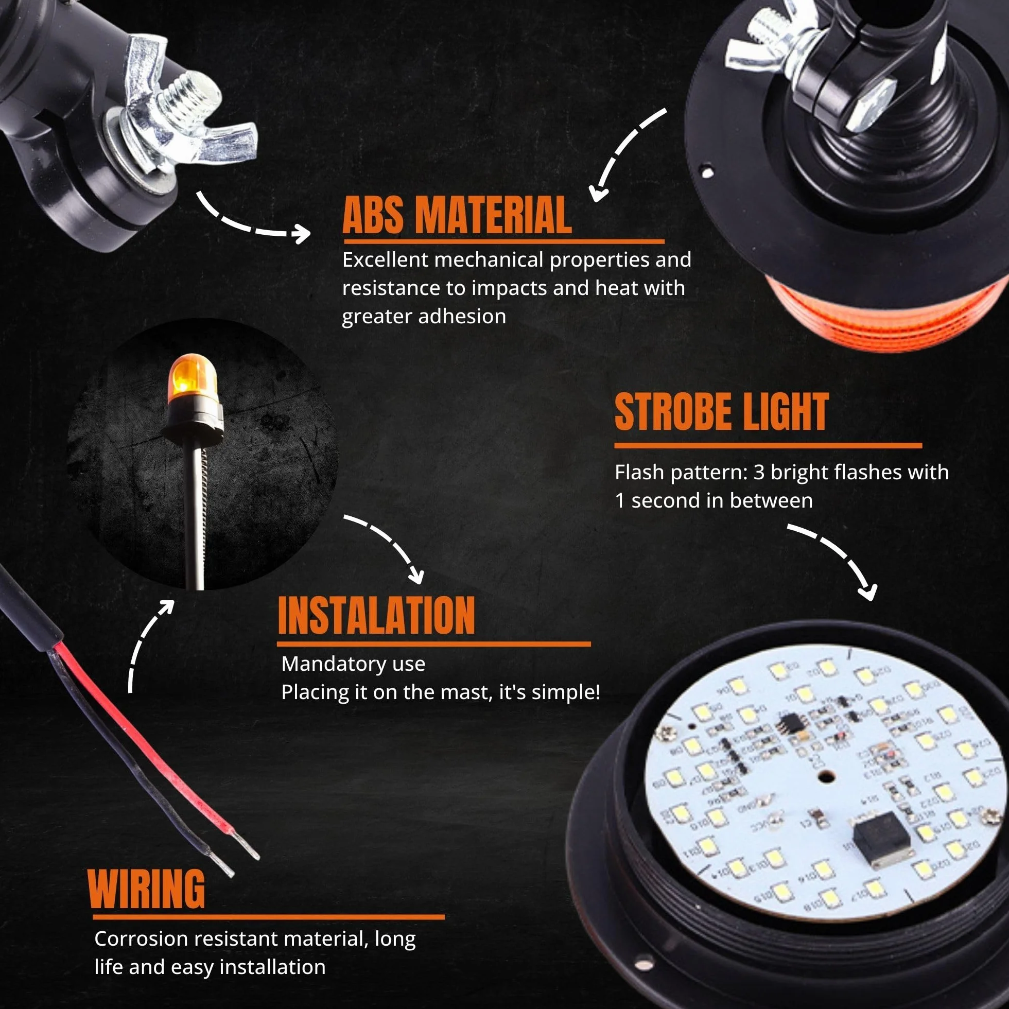 LED Luz Rotativa Tractores Vehículos Agrícolas DC10-30V