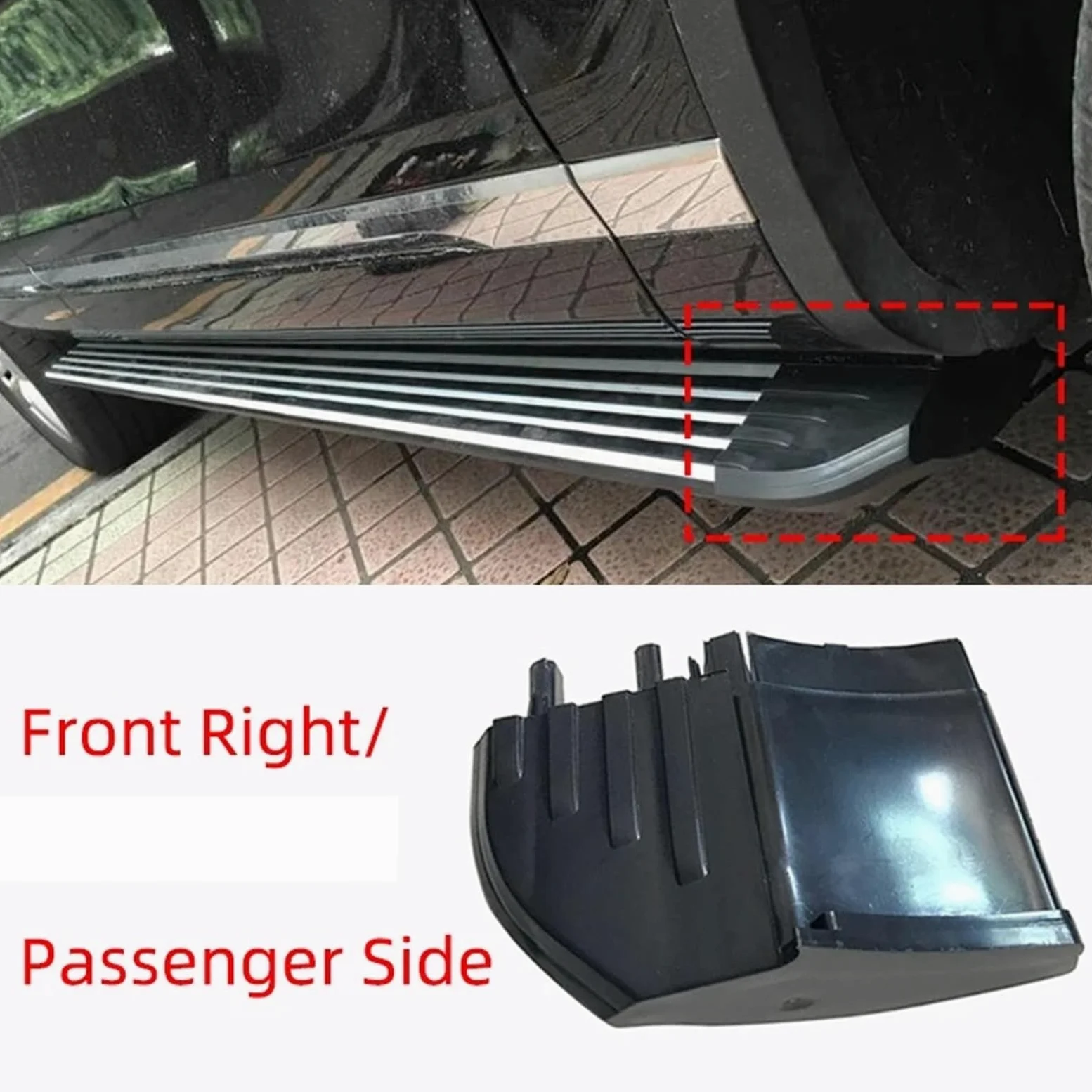 Faldas Laterales Coche Tapa Extremo Estribo Lateral Puerta Coche para VW para Touareg 7L 2002 Estribo Tapa Tapón Superior/Extremo, Piezas Repuesto Faldones Laterales(Frente Derecho)