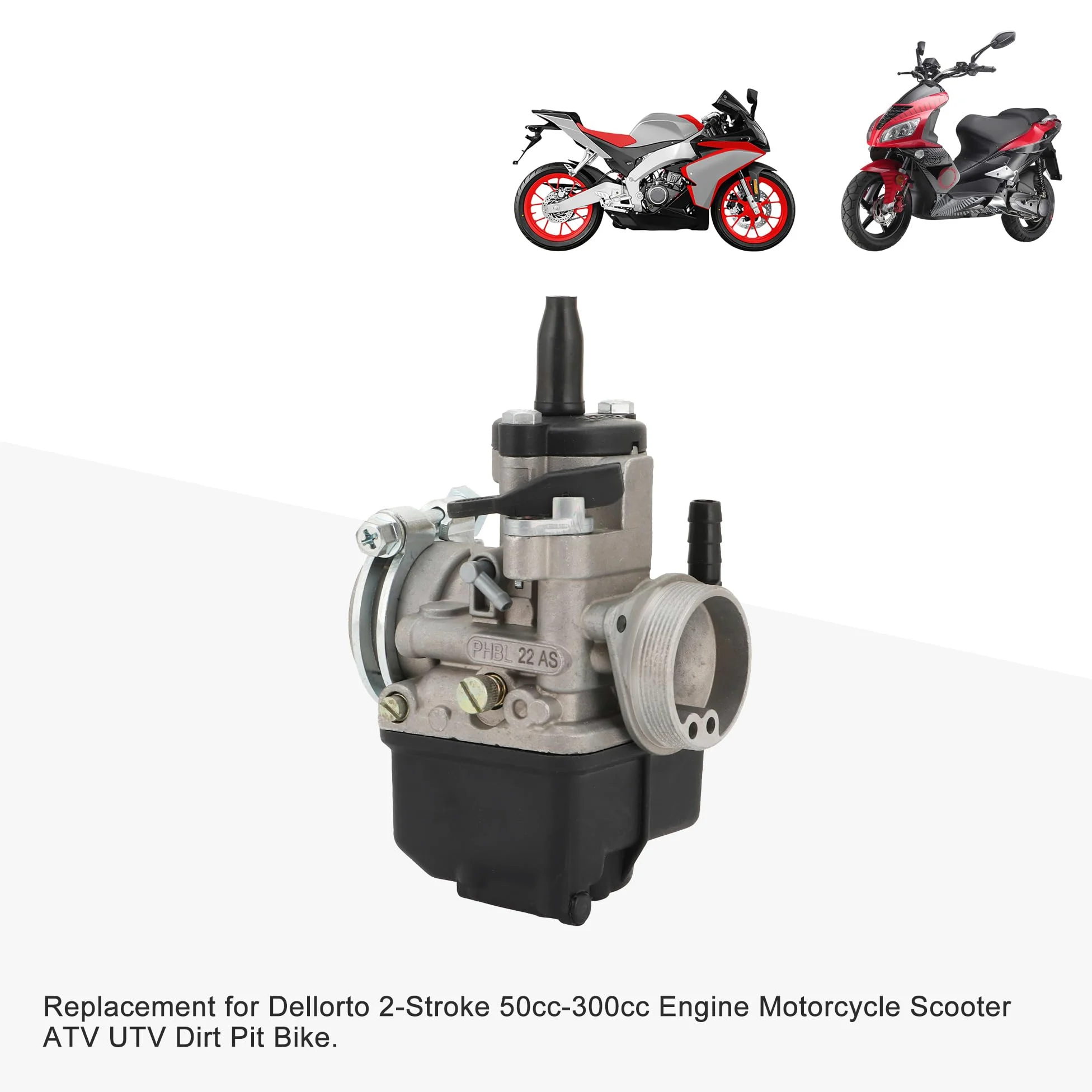 GOOFIT Carburador De 22mm Phbl 22as Reemplazar Para Dellorto 2-Stroke 50-300cc Engine Scooter ATV UTV Dirt Pit Bike