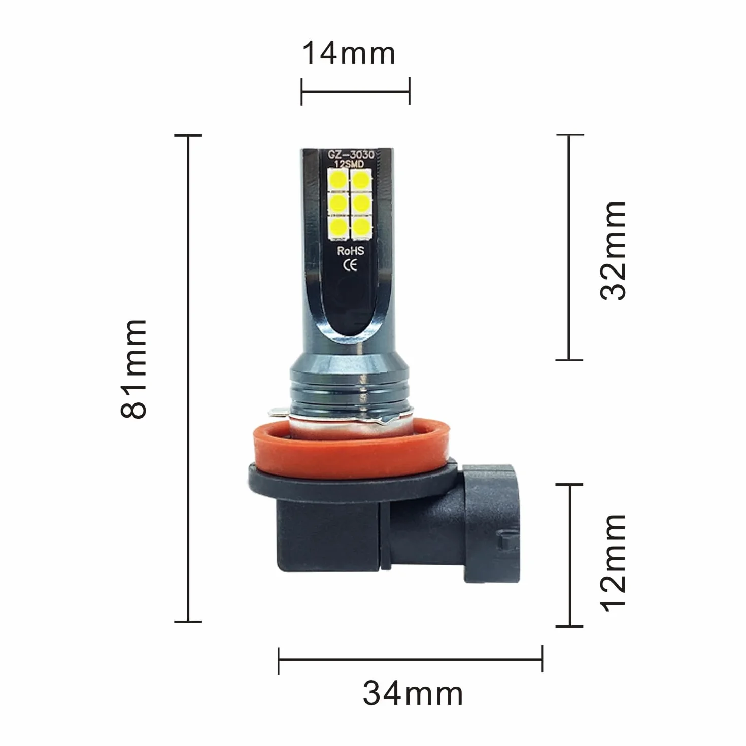 Genérico Luz trasera 2 uds H11 H8 H4 H7 H1 H16 H3 H10 9005 HB3 9006 HB4 luces antiniebla LED para coche 6000K bombillas de faros 3000K 12000K 4300K ​​lámpara para(8000K,H8)