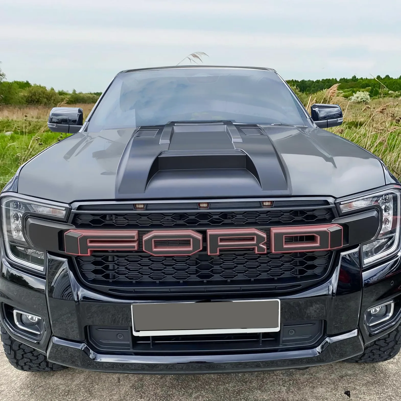 Pala grande para capó Protector de capó para Ford Ranger 2023-2024-2025 Wildtrak Limited XL XLT Tremor Platinum T9 ABS Paneles de capó