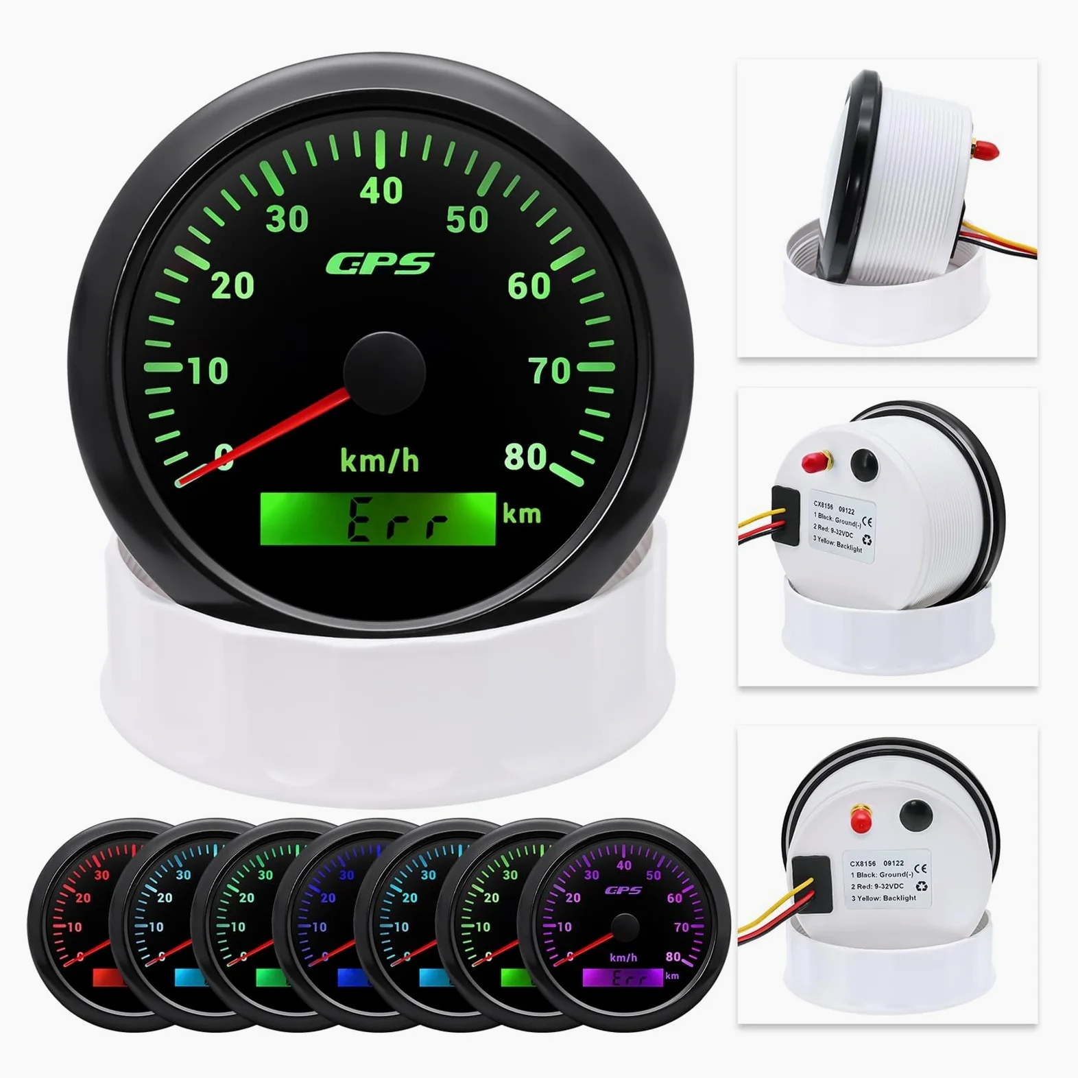 Velocímetro Digital para motocicleta, barco, coche, camión, 9-32 | Velocímetro GPS de 7 colores, 30/60/80/120/200 km/h, 85 mm, con antena GPS para motocicleta, barco, coche, camión, 9-32 V