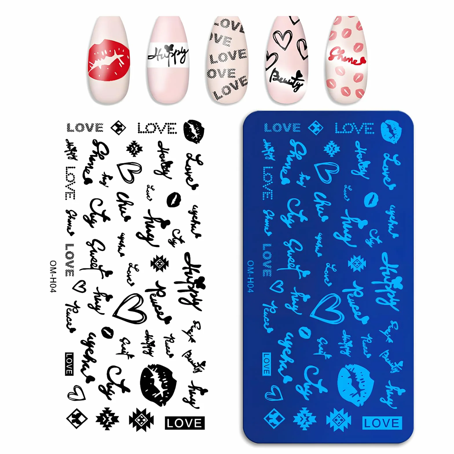 Kit de Estampación para Uñas 7 Piezas Nail Art Stamping Plates Estampador y Raspador