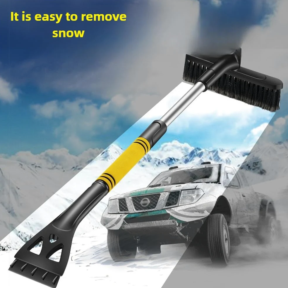 Rascador de hielo para coche con escoba, ajustable, extensible, para nieve, accesorios exteriores