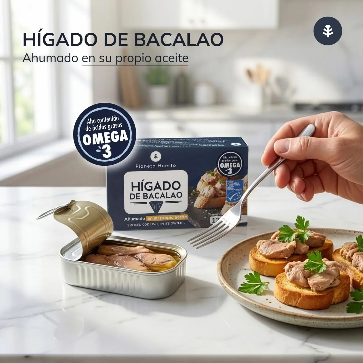 Planeta Huerto Hígado de bacalao en su propio aceite 120 g Pack 12