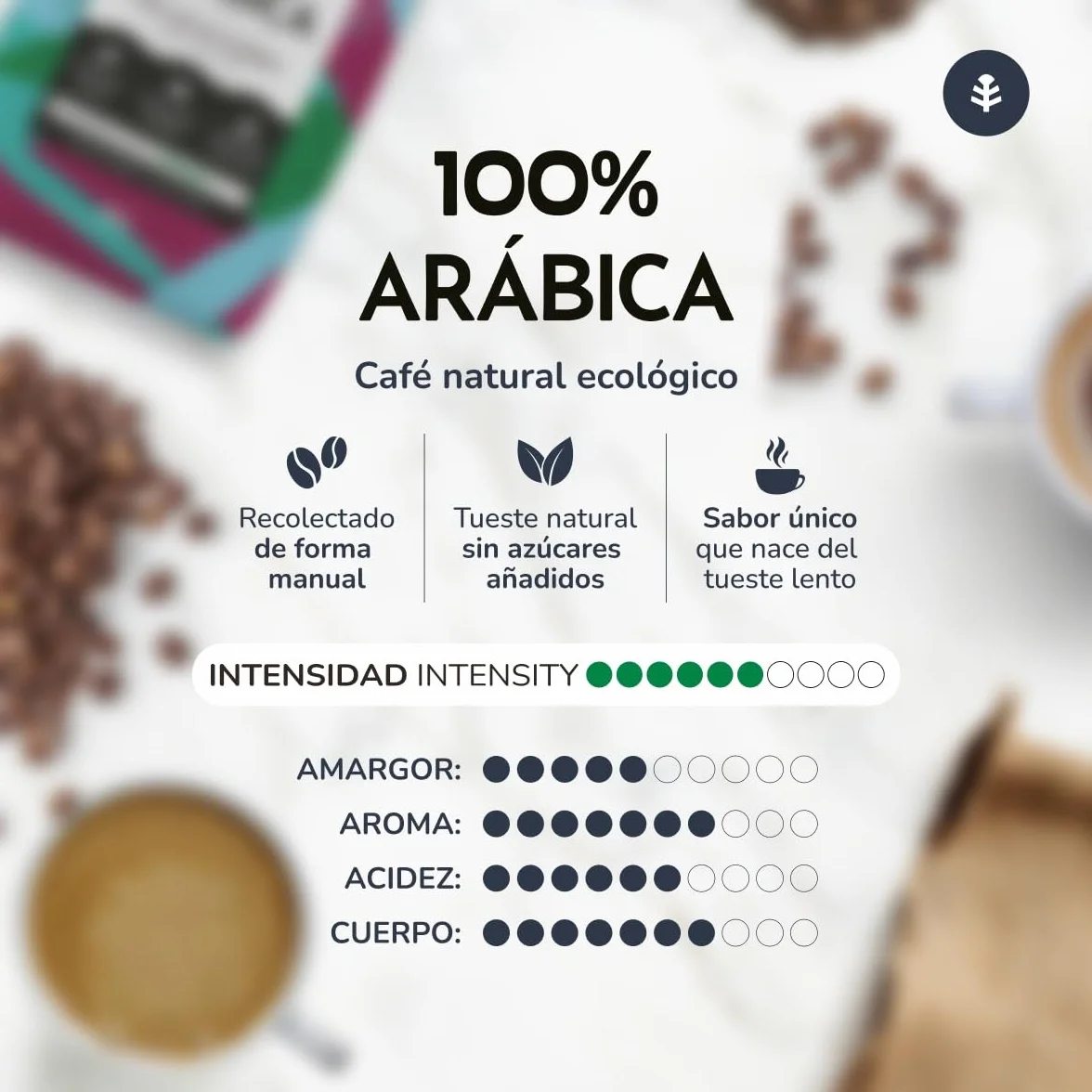 Café Grano Ecológico 100% Arábica 1 kg Pack 3x bio premium sabor suave y afrutado