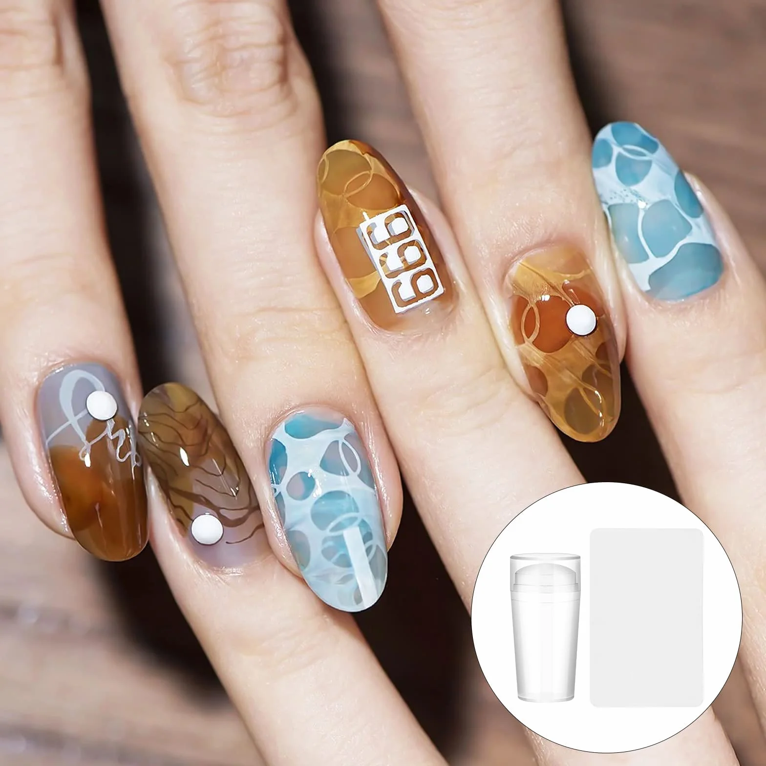 zalati Sello de transferencia de uñas de silicona transparente estilo francés