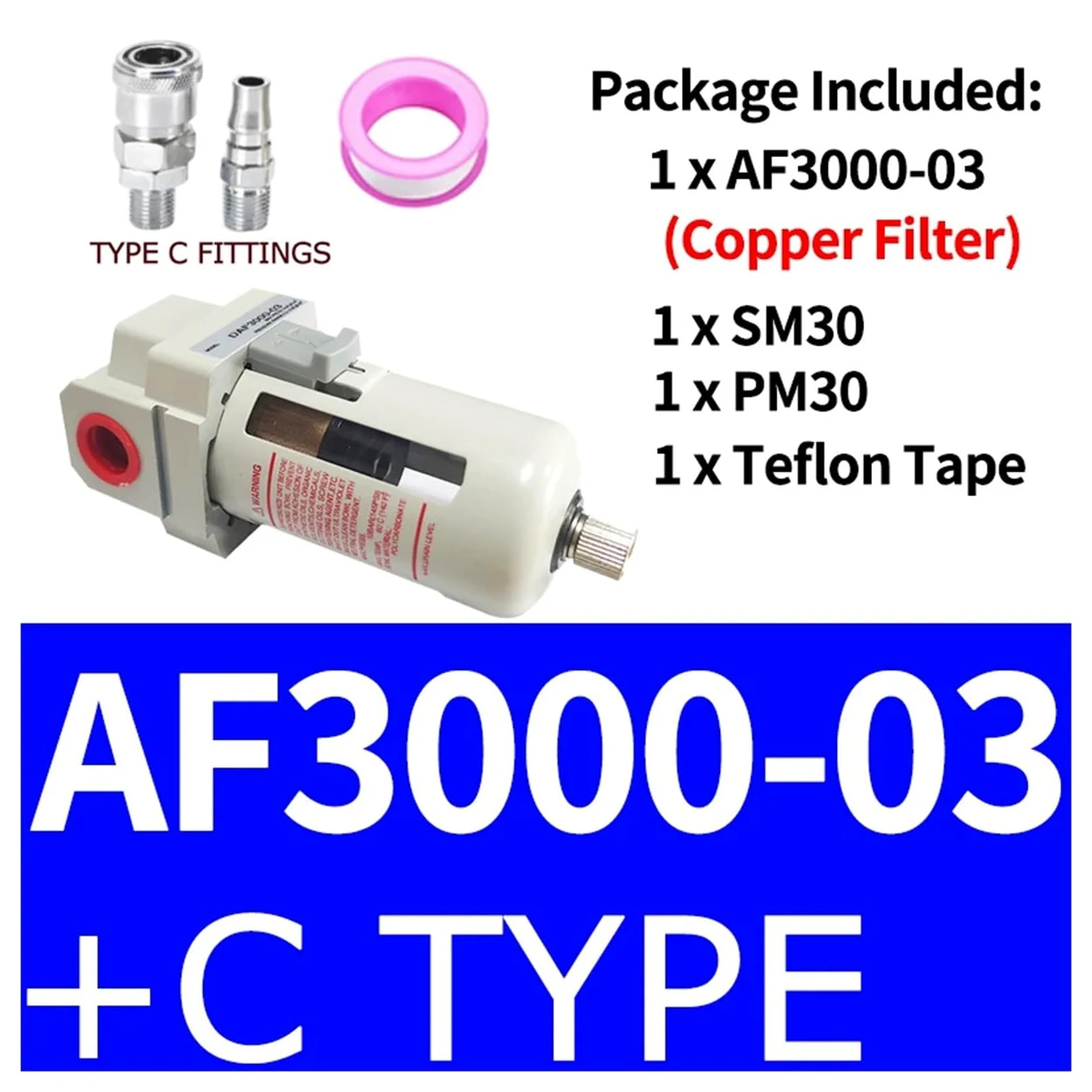 Filtro separador de agua y aceite de aire neumático serie AF3000-03(Copper And C Type)