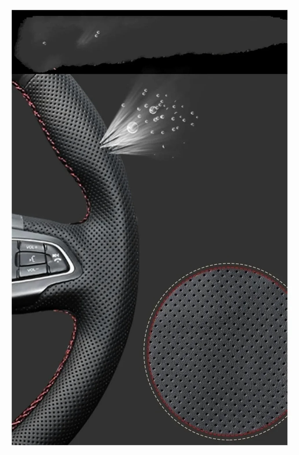 Cubierta Volante Coche Para Volvo Para XC90 Para XC60 Para XC40 Para V90 Para S90 Cuero Negro Protege Interior Funda Volante Coche Cosida A Mano(B)